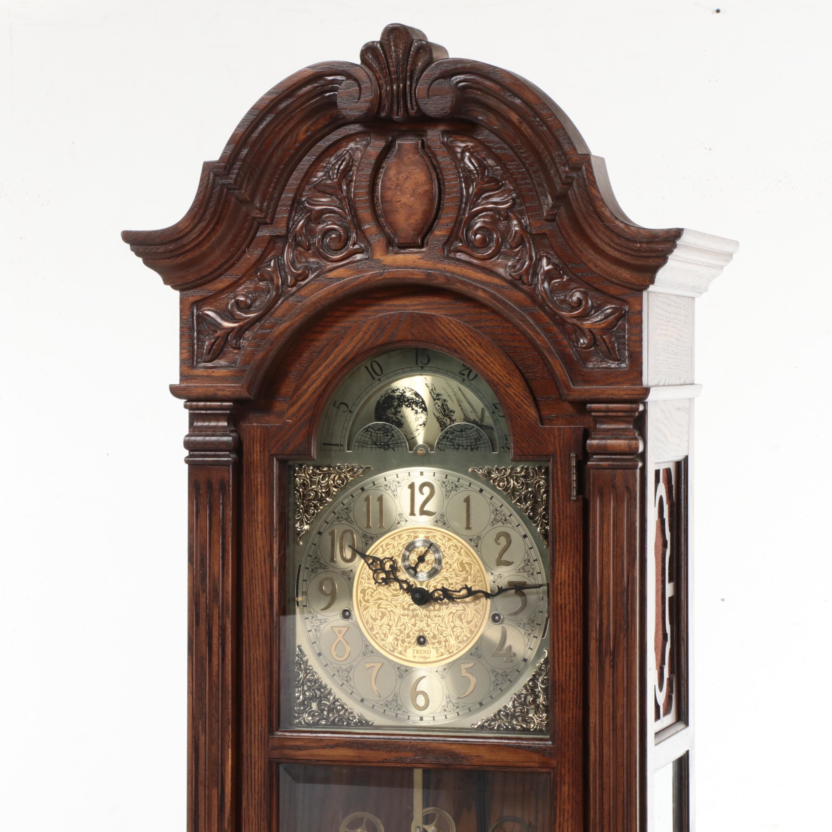 Trend by Sligh Oak Cased Grandfather Clock, Late 20th Century