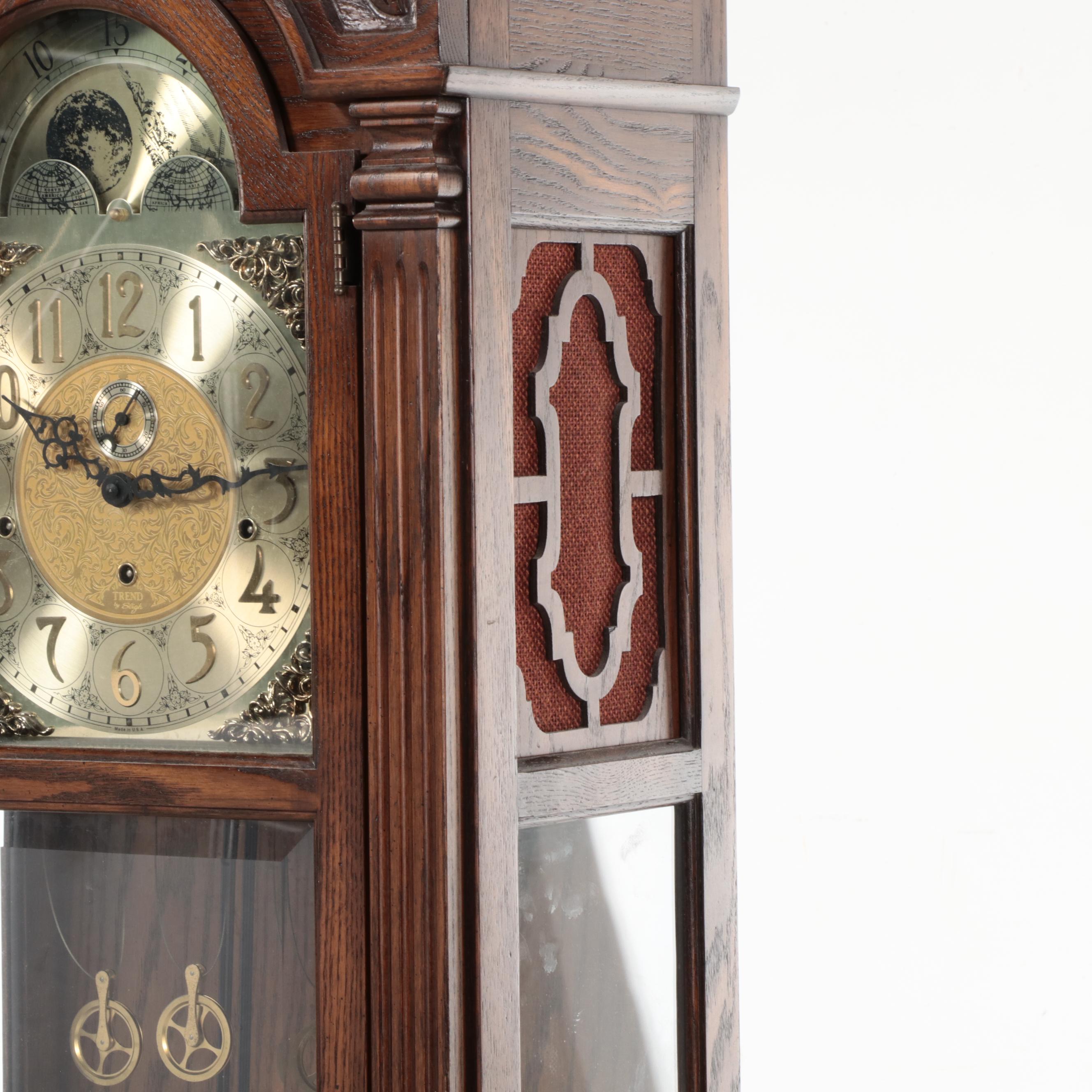 Trend by Sligh Oak Cased Grandfather Clock, Late 20th Century