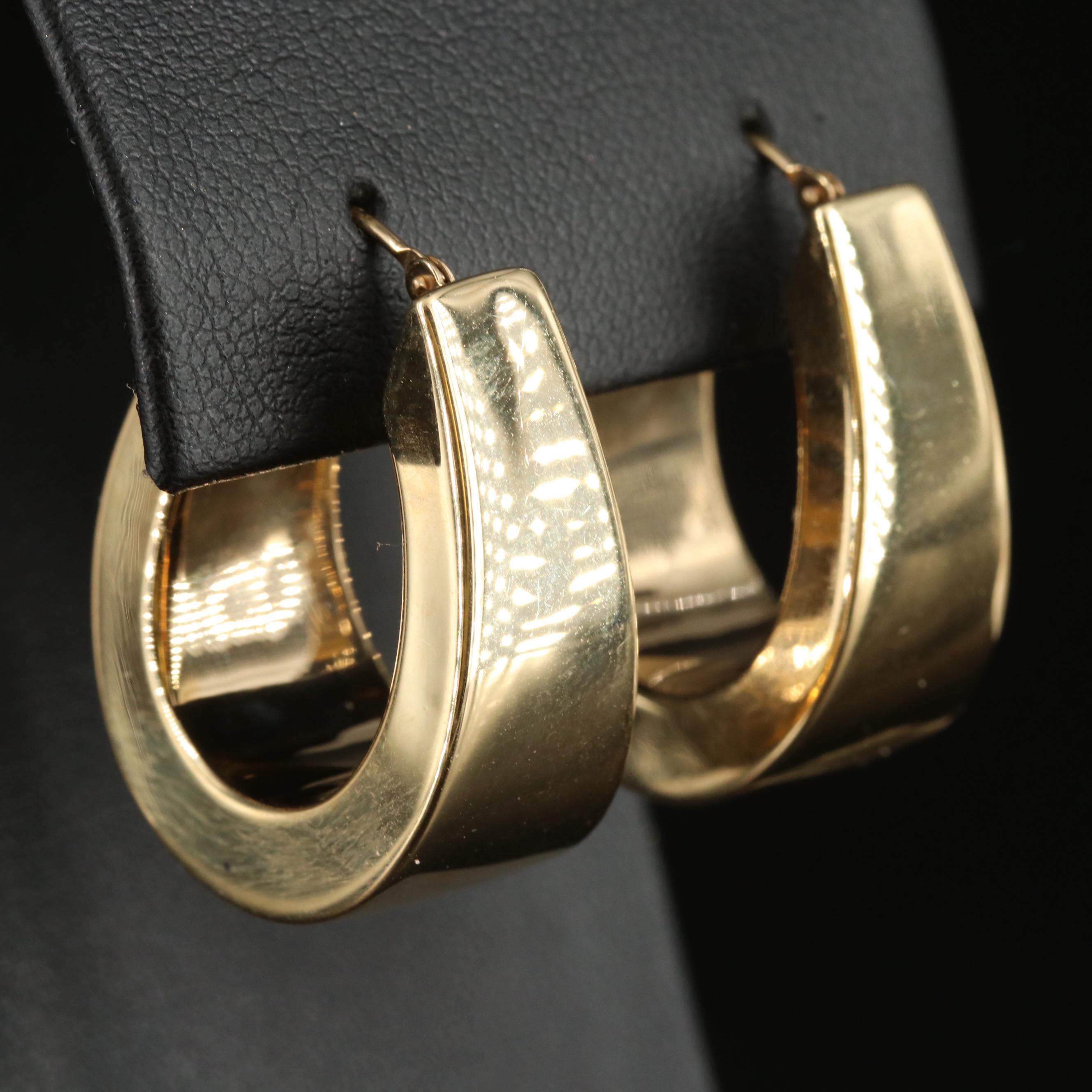 14K Wide Hoop Earrings