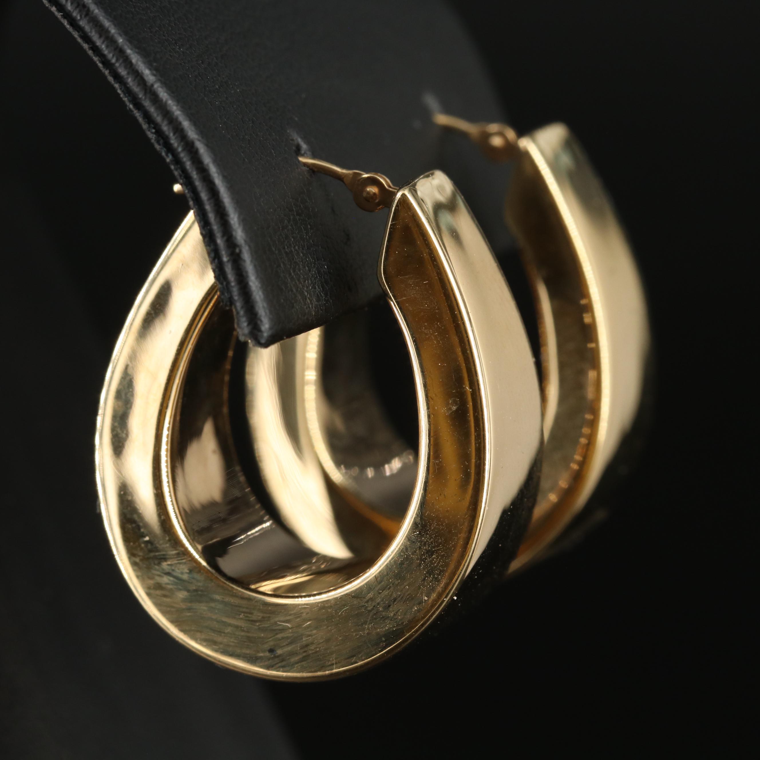 14K Wide Hoop Earrings