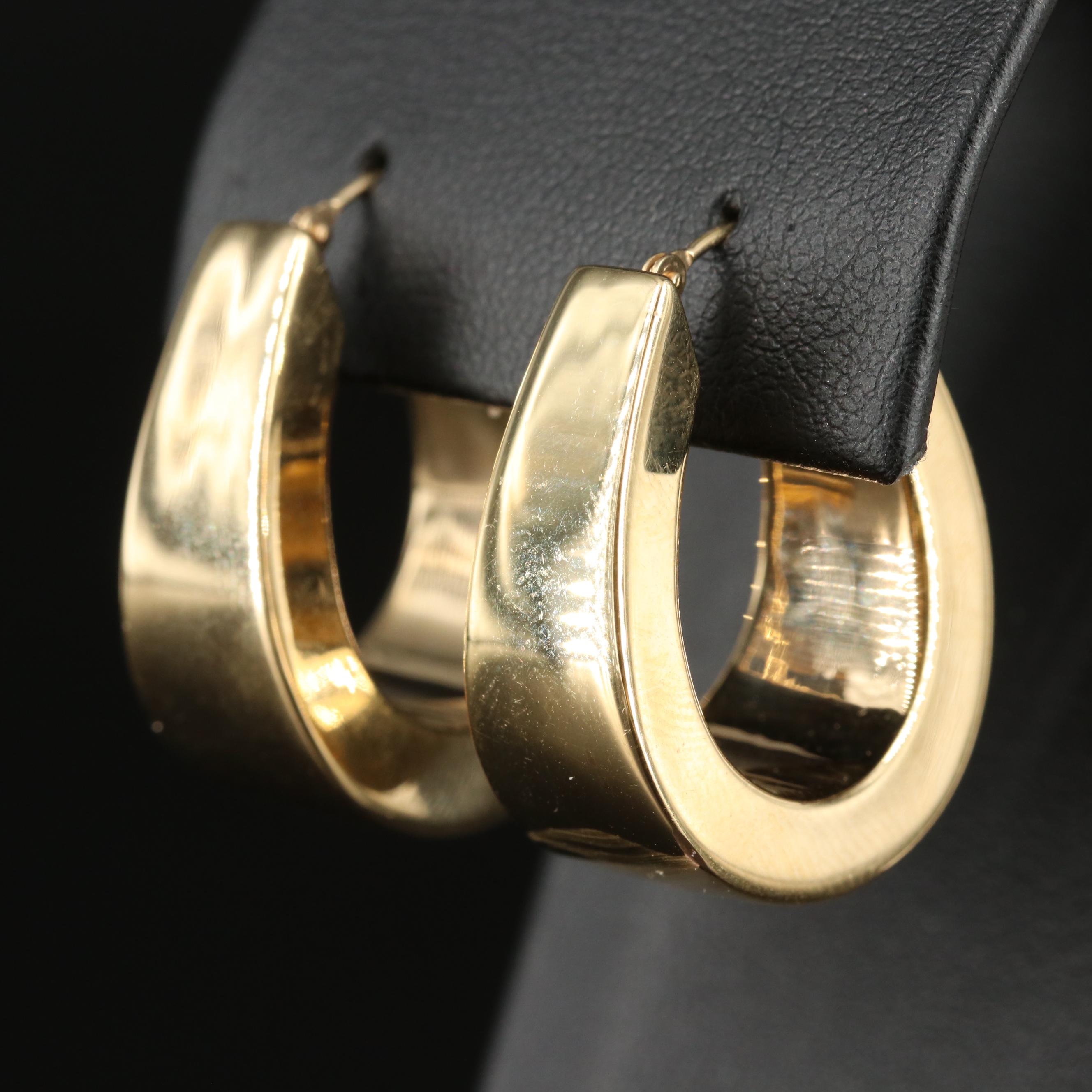 14K Wide Hoop Earrings