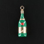 14K Enameled Champagne Bottle Charm