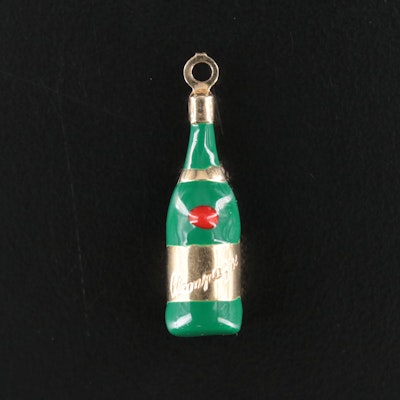 14K Enameled Champagne Bottle Charm