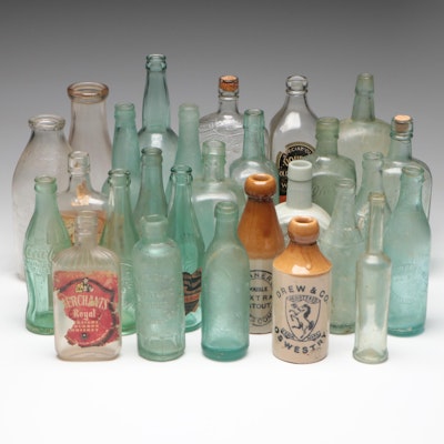 Apothecary, Stoneware and Glass Beverage & Brewery Bottles, 19th & 20th Century