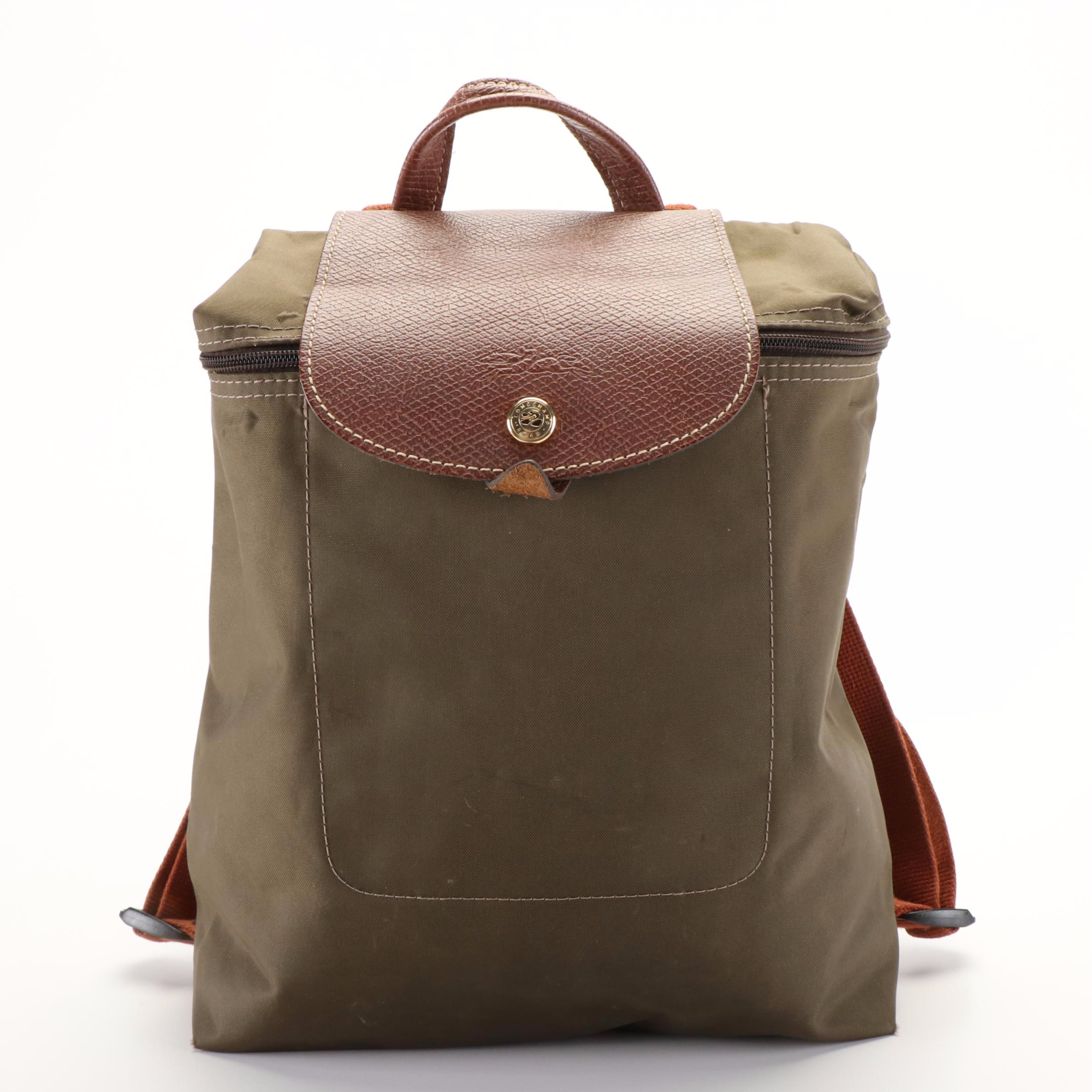 Longchamp  Le Pliage Khaki Green Nylon Fold-able Backpack