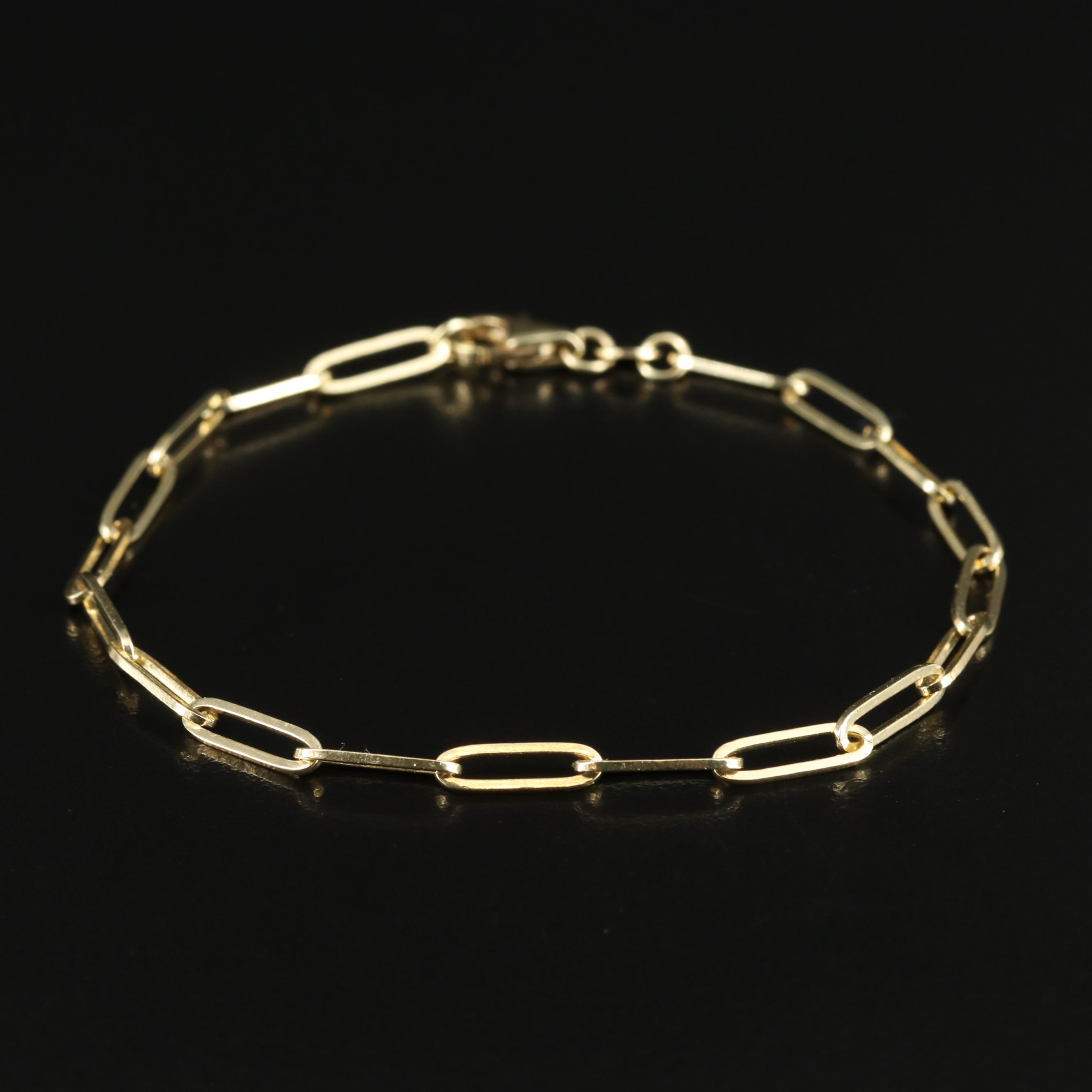 14K Paper Clip Chain Bracelet