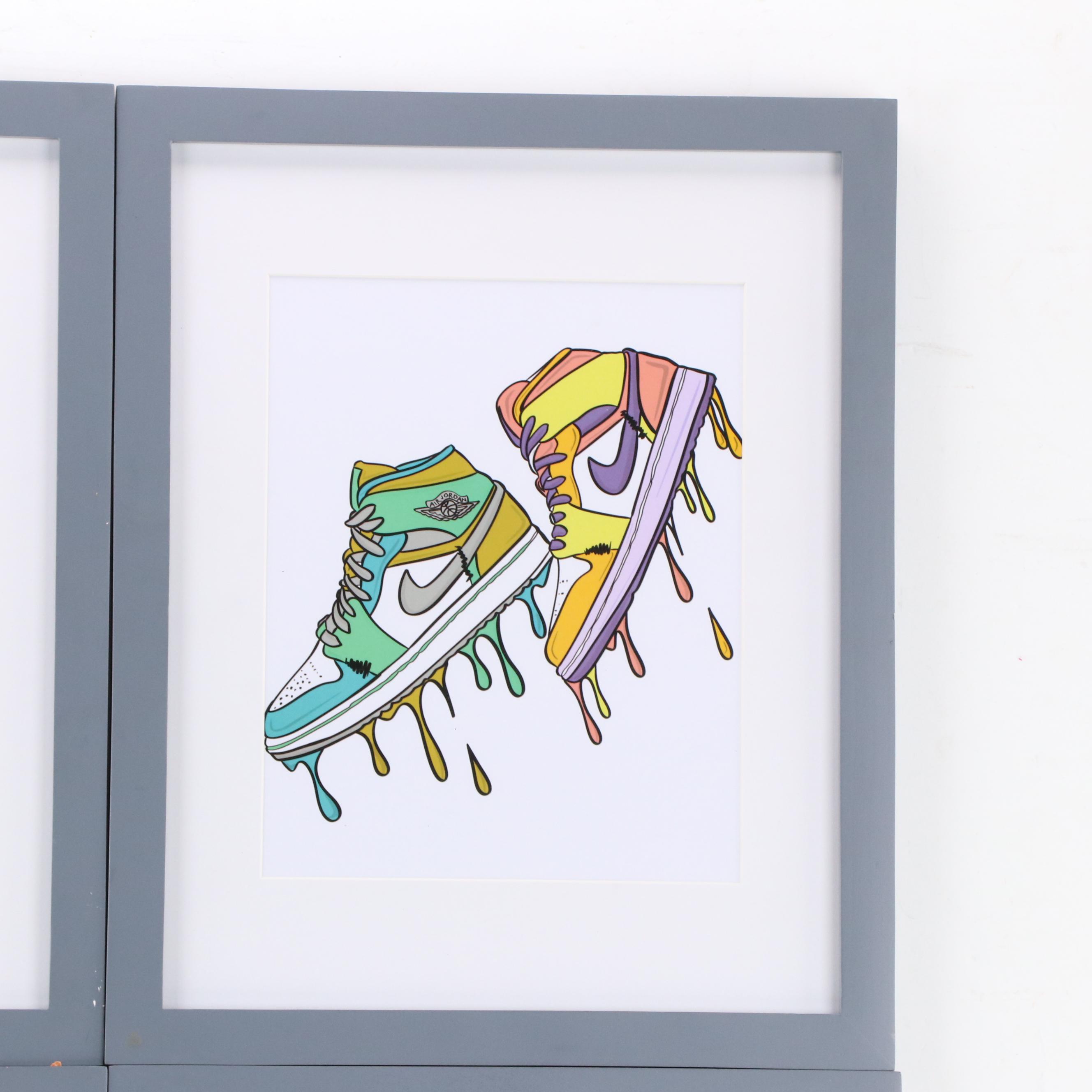 Pop Art Offset Lithographs of Melting Nike Air Jordans