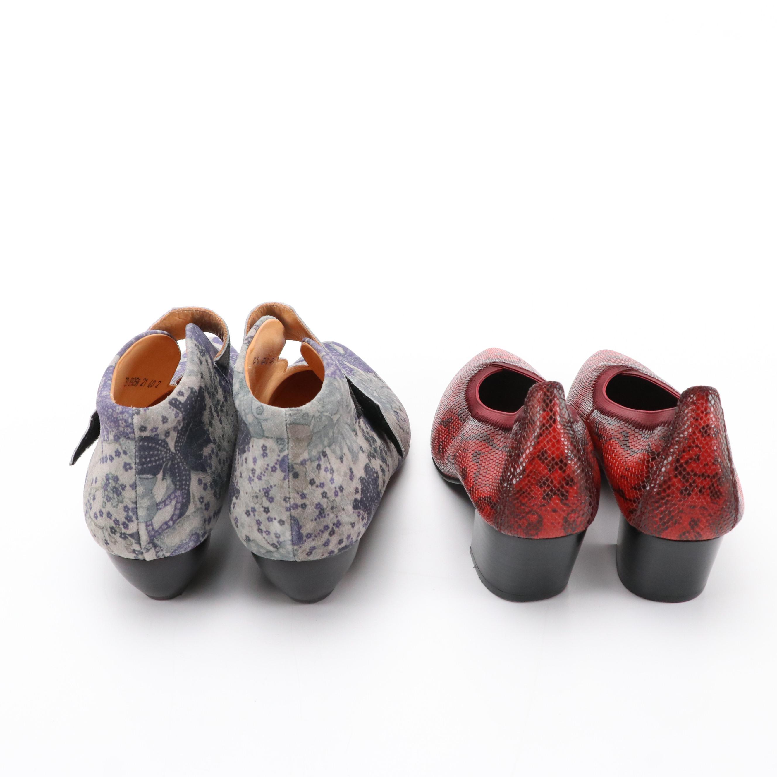 Hispanitas Scarlett Python Print Pumps and Think! Printed Aida Shoes