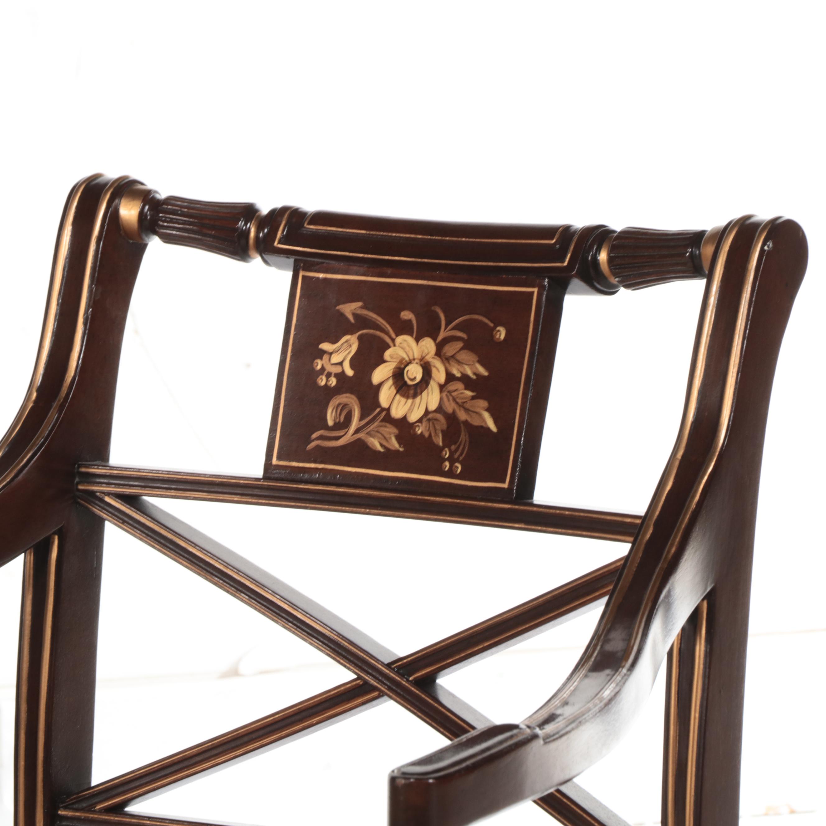 Grand Ledge Chair Company Regency Style Mahogany and Parcel-Gilt Armchair