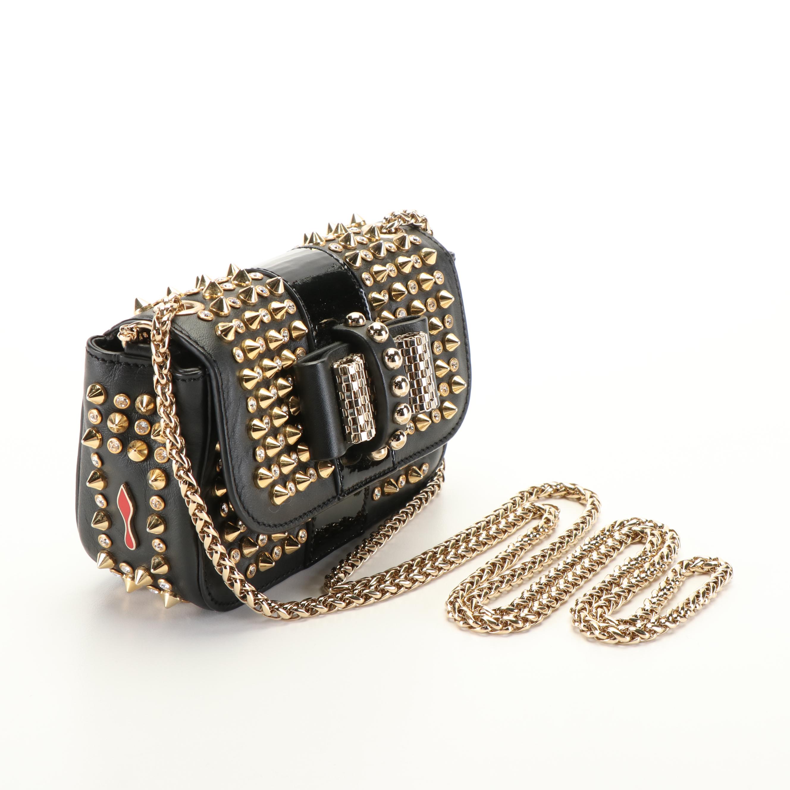 Christian Louboutín Sweet Charity Studded Crossbody Bag in Black Leather