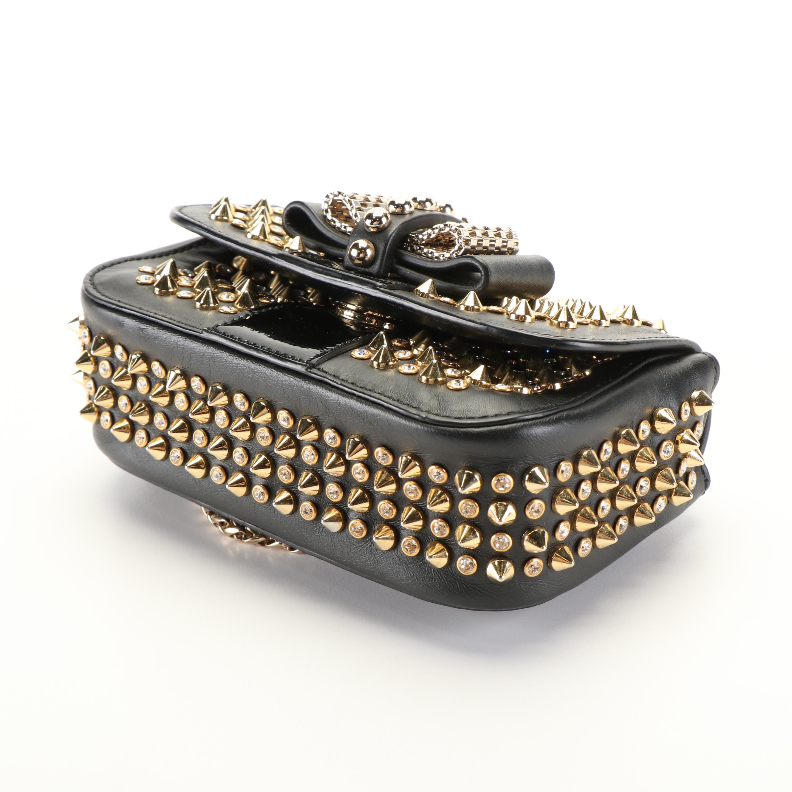 Christian Louboutín Sweet Charity Studded Crossbody Bag in Black Leather