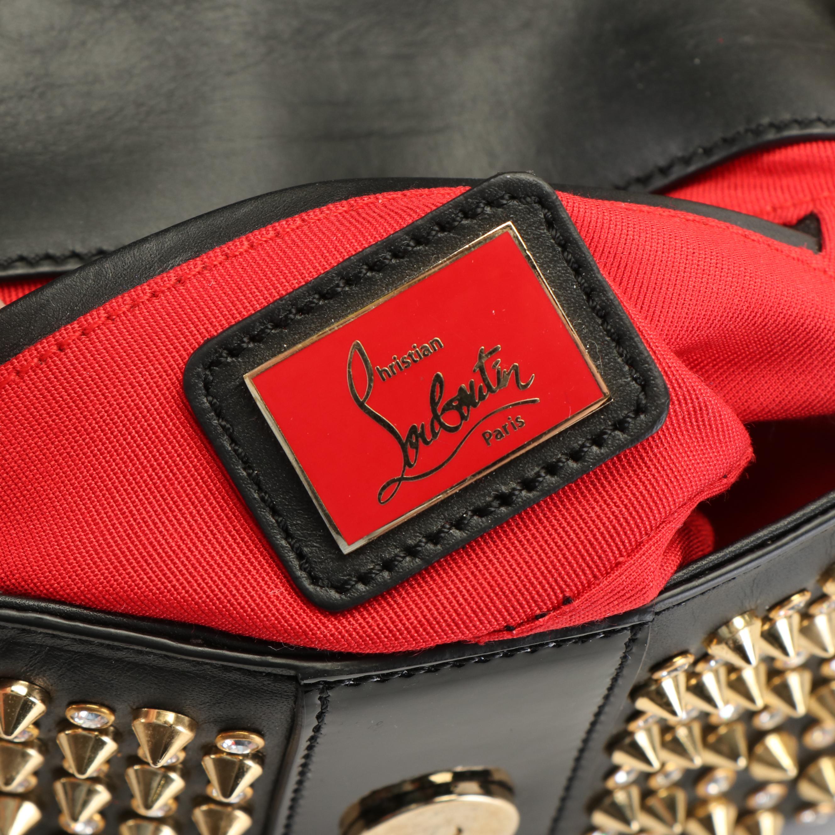 Christian Louboutín Sweet Charity Studded Crossbody Bag in Black Leather