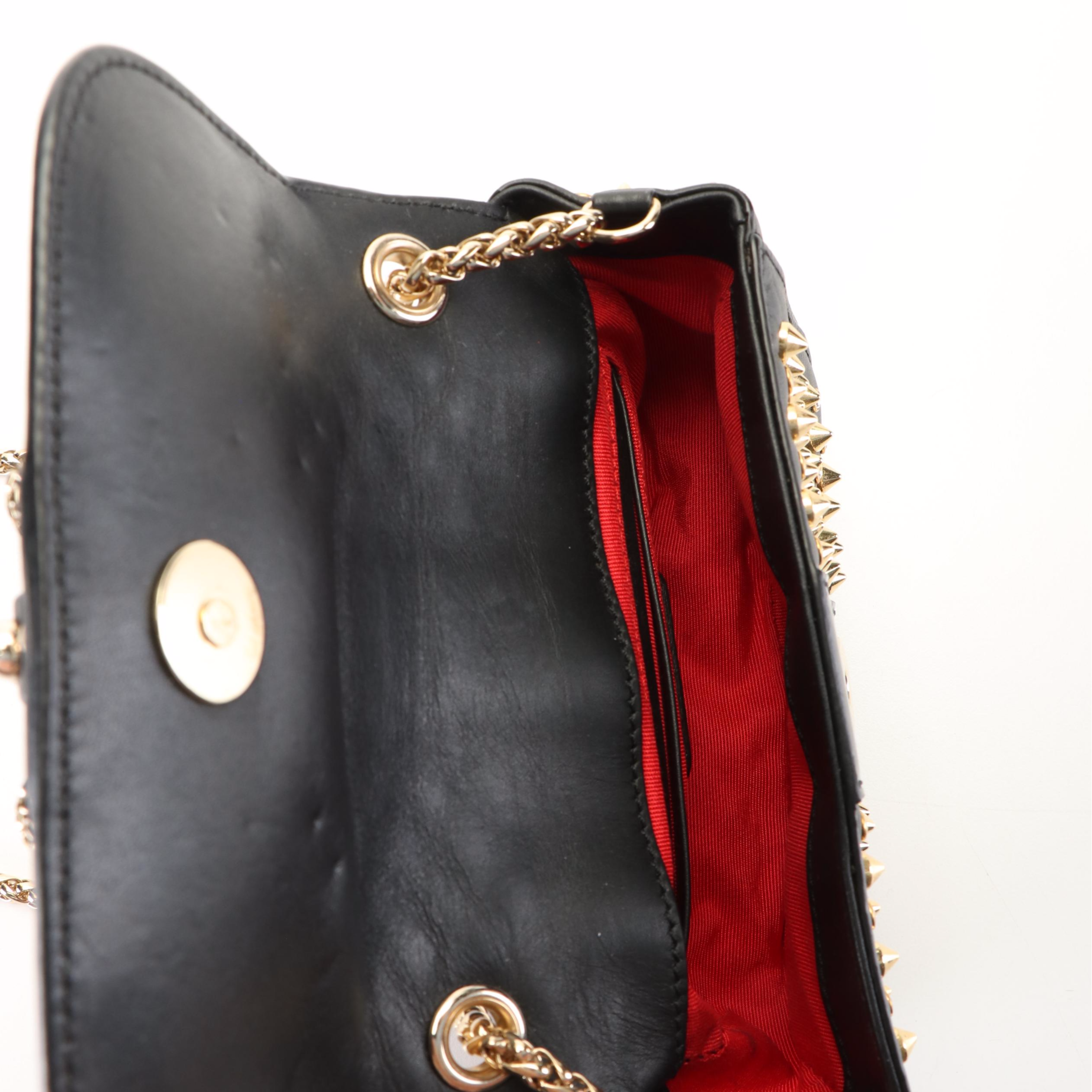Christian Louboutín Sweet Charity Studded Crossbody Bag in Black Leather