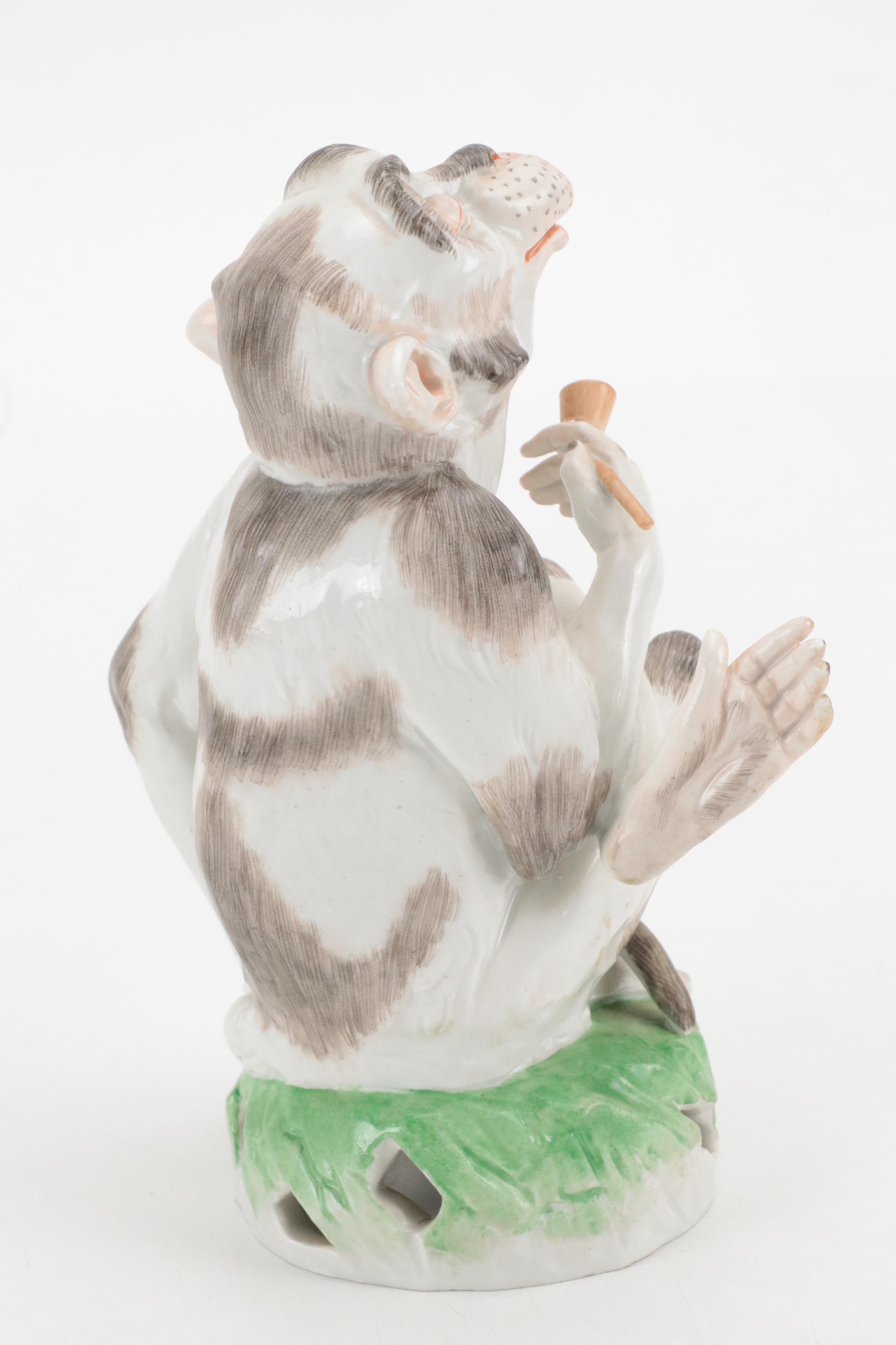 Carl Thieme for Dresden Porcelain Smoking Monkey Figurine