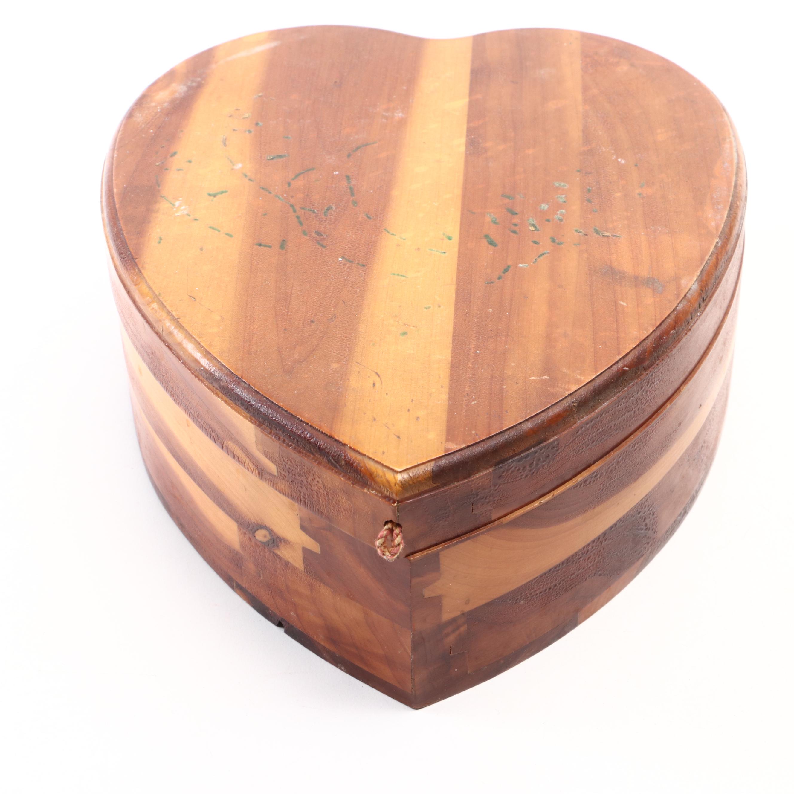 Hand-Painted Wood Boxes with Hearty Shape Wood Jewelry Box and More