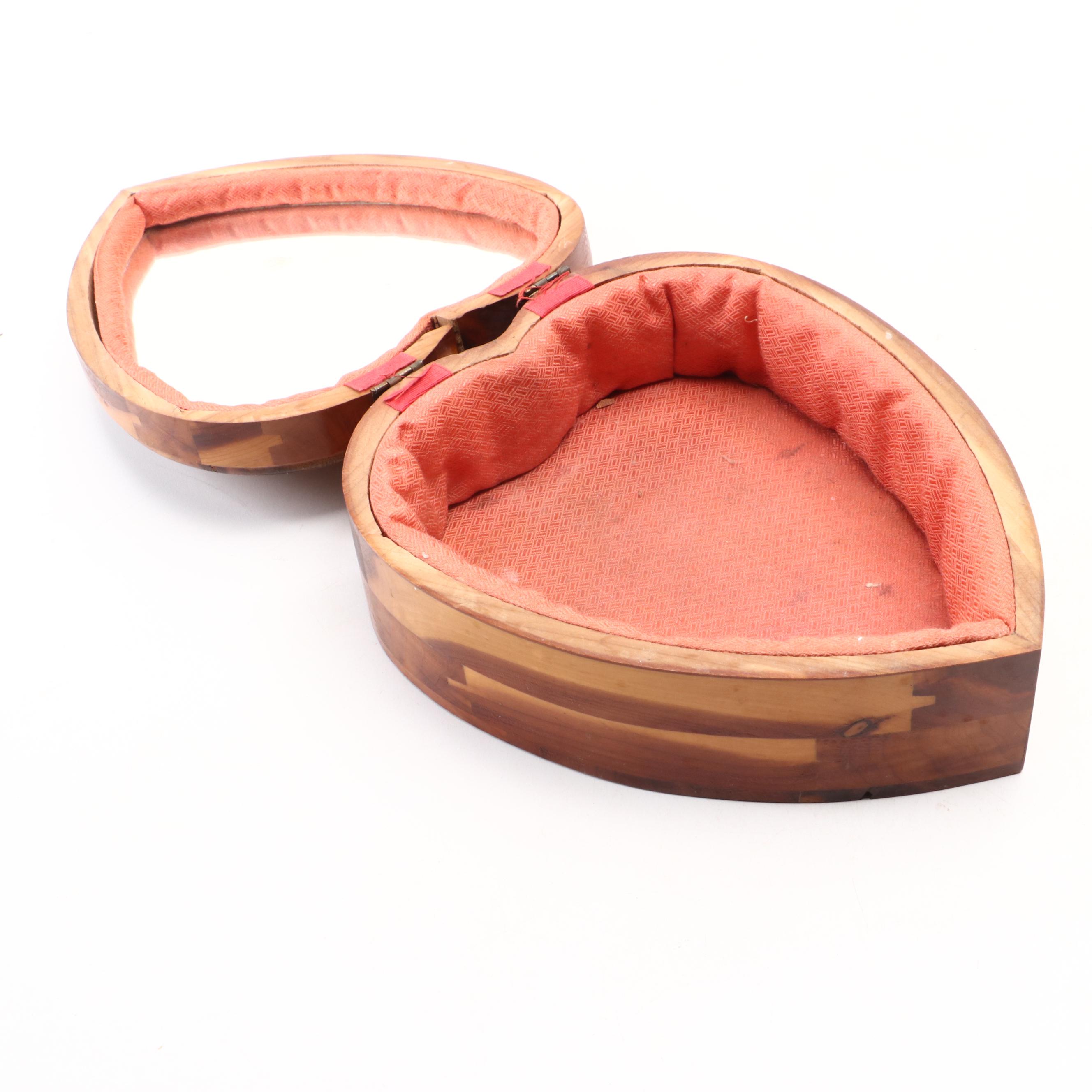 Hand-Painted Wood Boxes with Hearty Shape Wood Jewelry Box and More