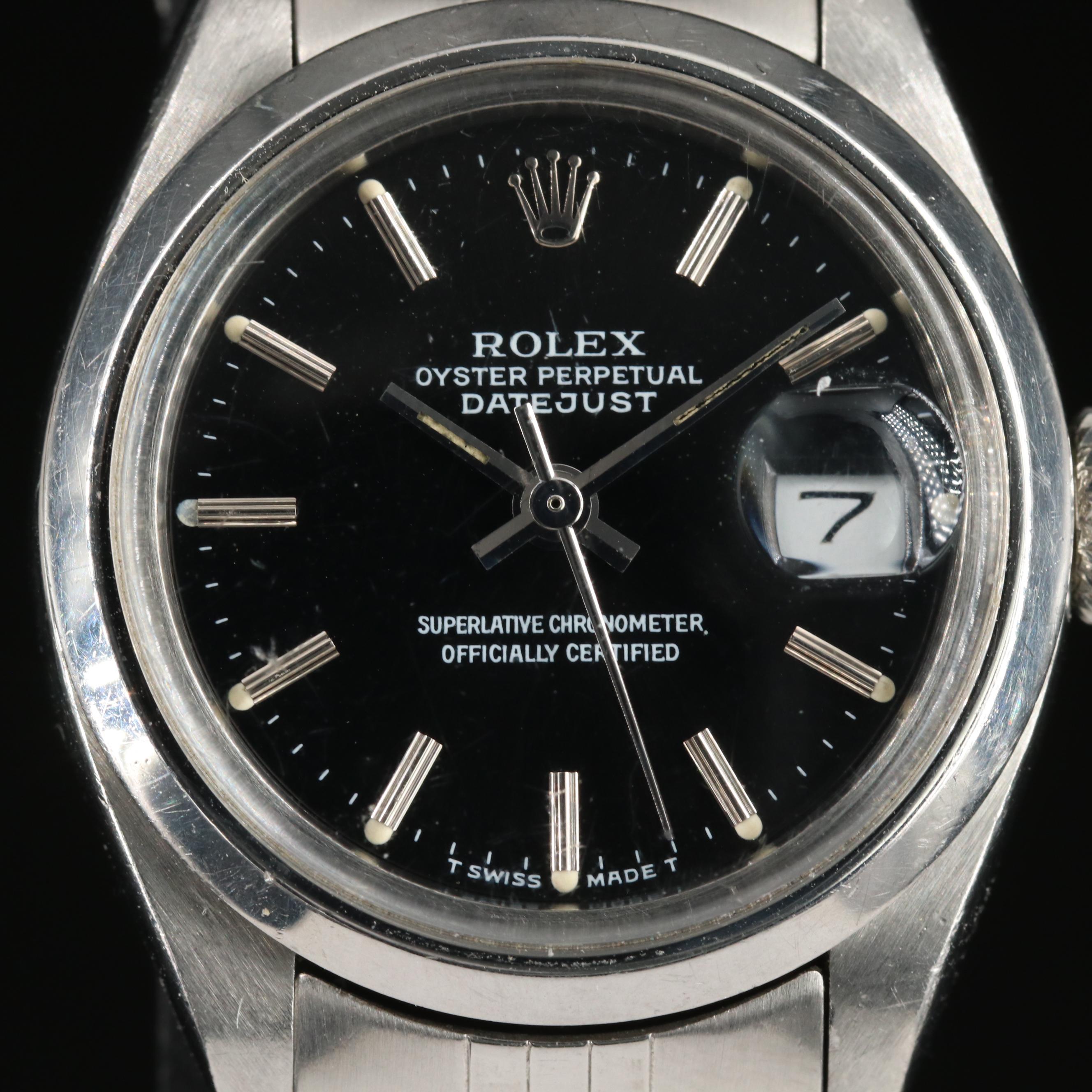 1981 Rolex Oyster Perpetual Black Dial Datejust Watch
