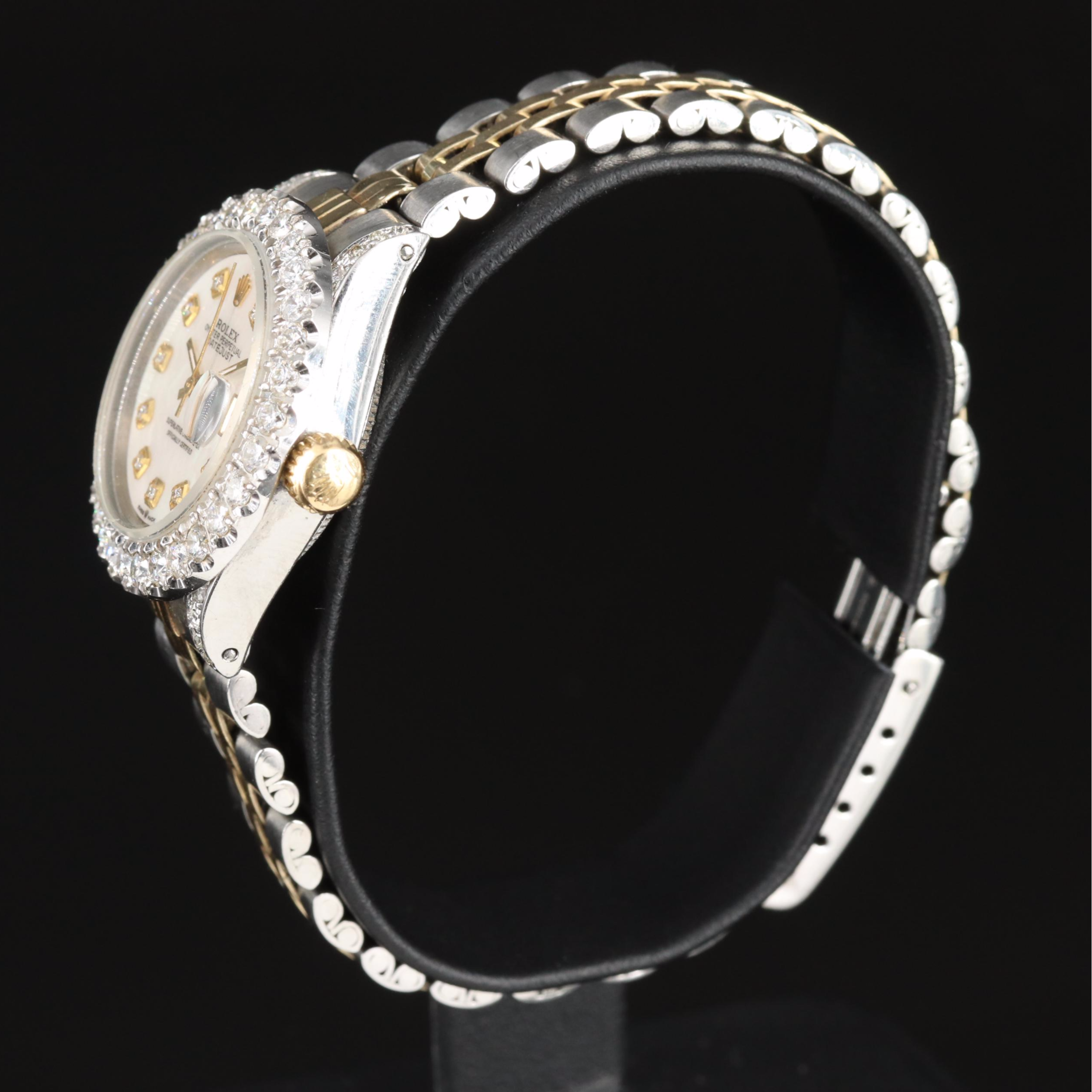 1972 Rolex Custom 1.89 CTW Diamond, Mother-of-Pearl Datejust Watch