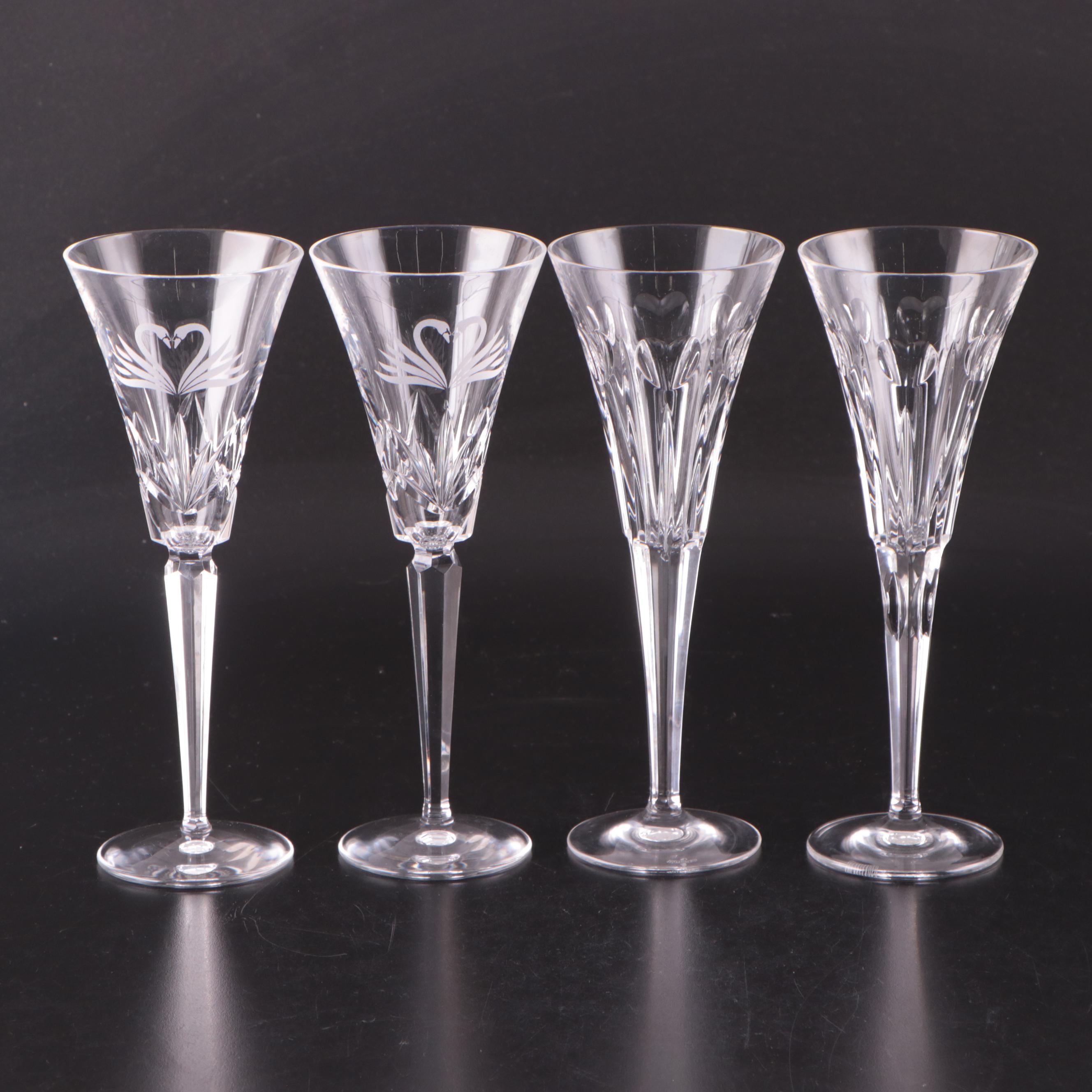 Waterford Crystal Wedding Collection Swan Motif Toasting Flutes
