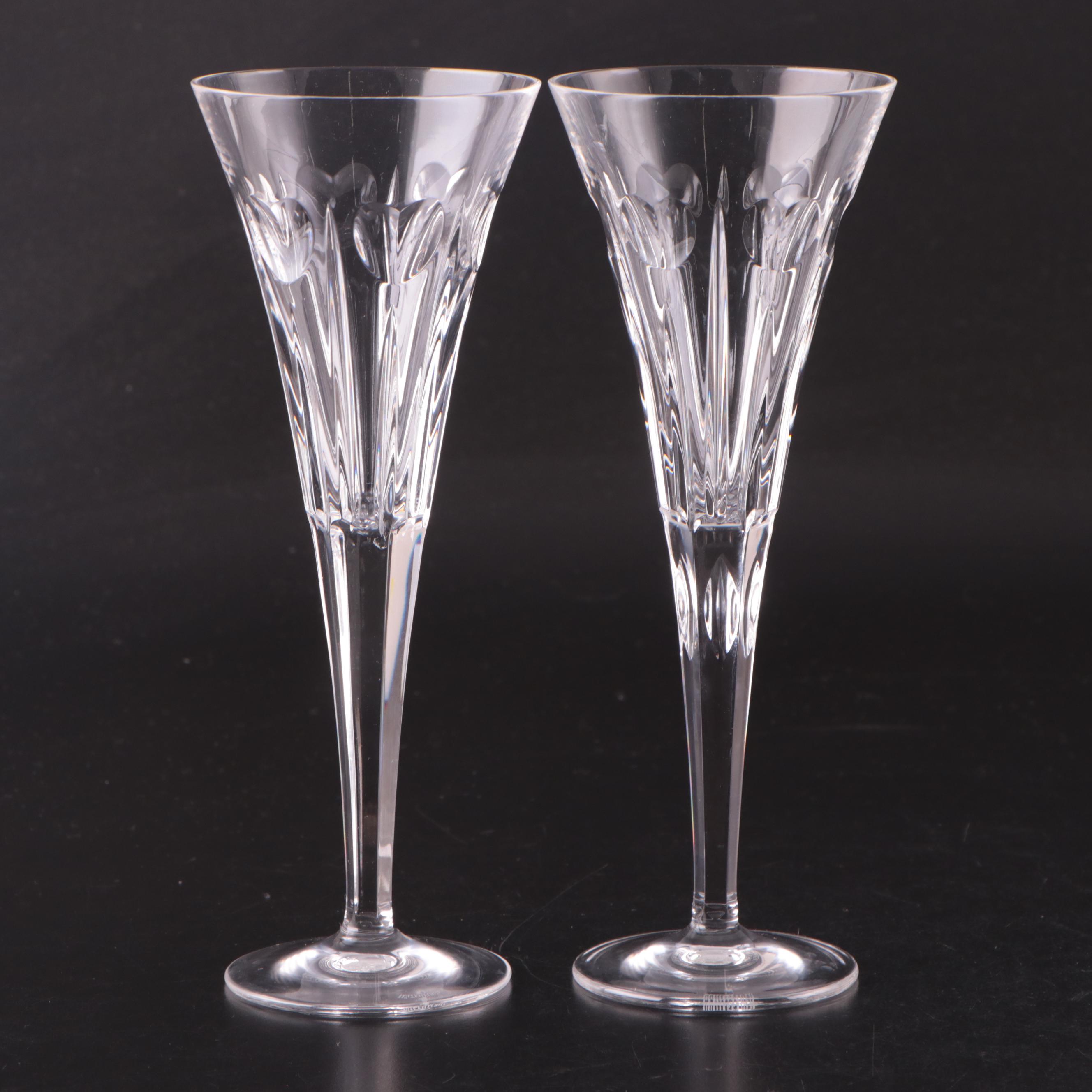 Waterford Crystal Wedding Collection Swan Motif Toasting Flutes