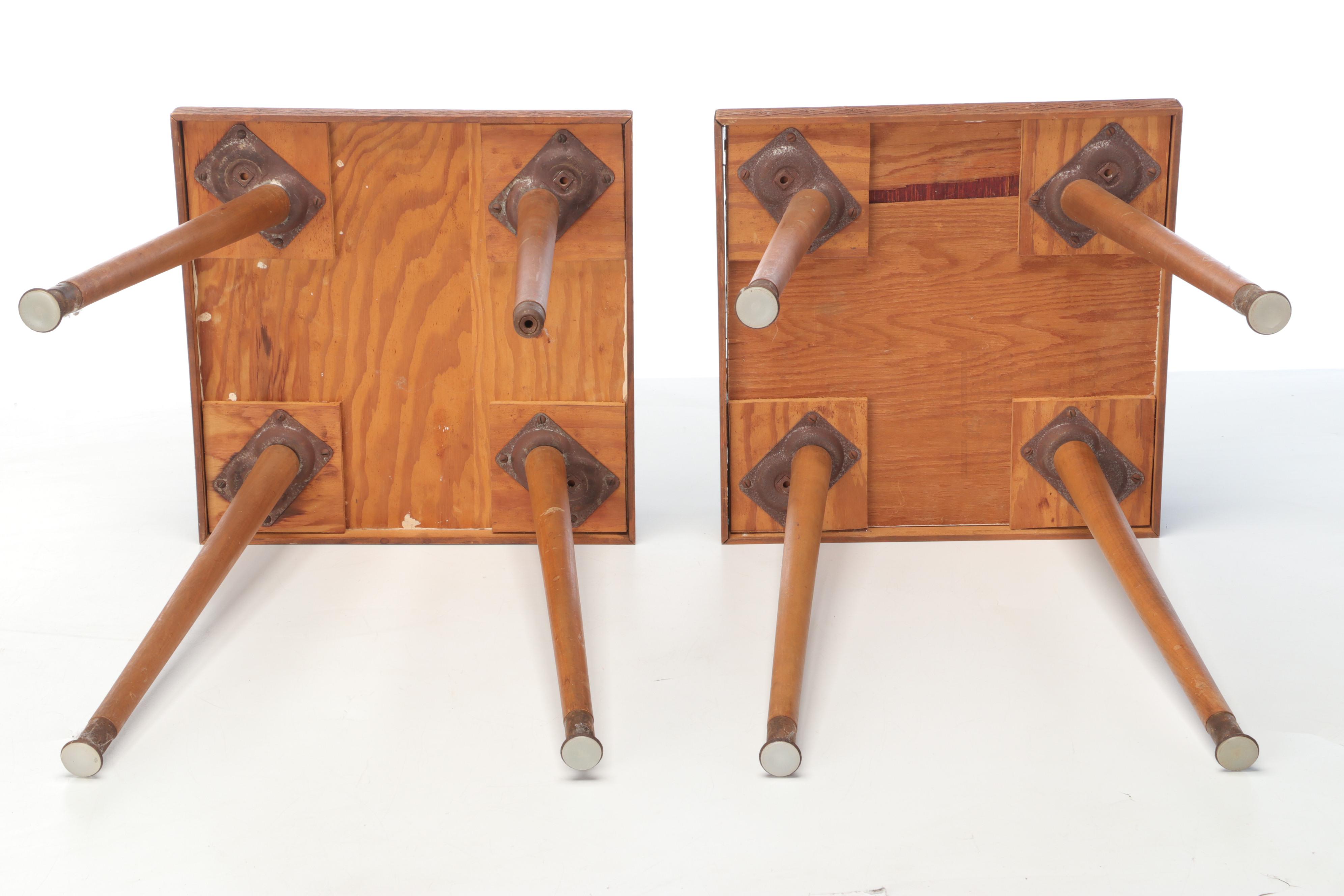 Nautical Theme Mosiac Tile Wood Accent Tables