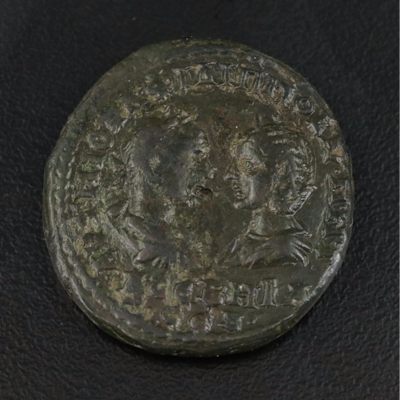 Ancient Roman Provincial Æ26 Coin of Philip I & Otacilia Severa, ca. 244 A.D.