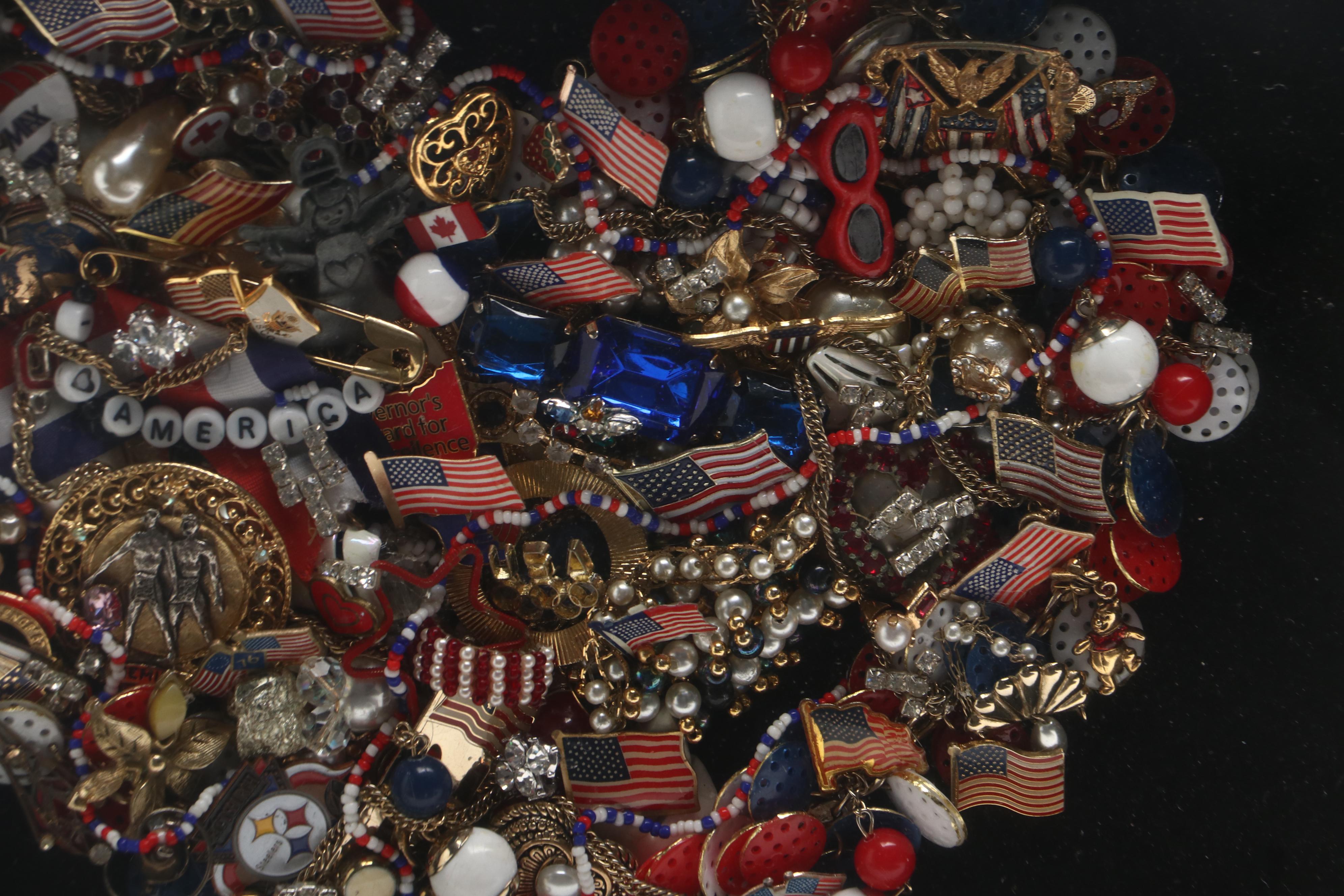 Fashion Jewelry Heart Assemblage in Shadowbox