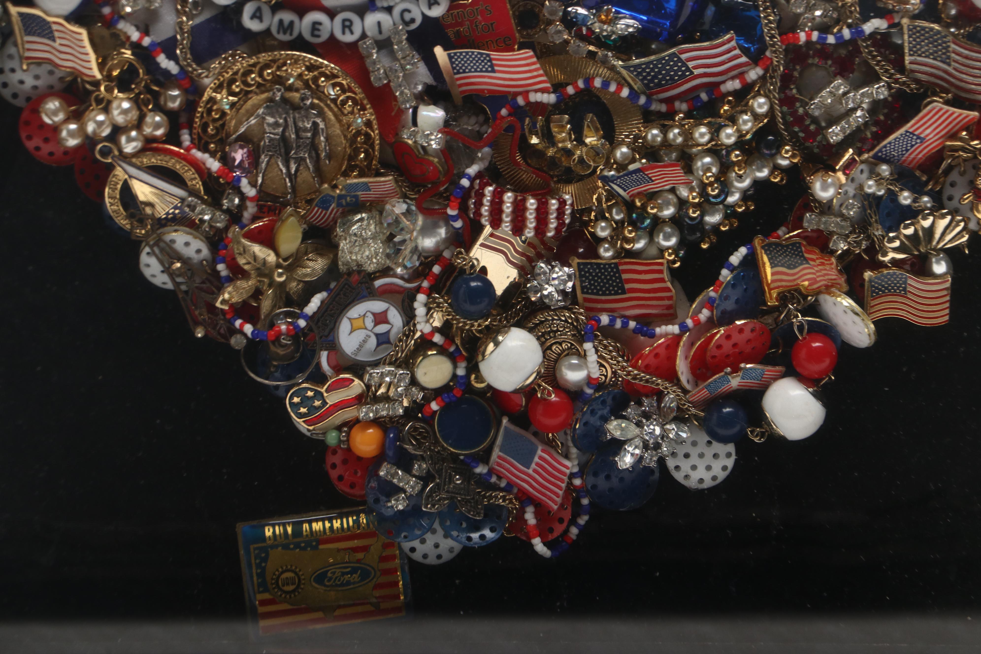 Fashion Jewelry Heart Assemblage in Shadowbox