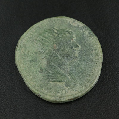 Ancient Roman Imperial Dupondius Coin of Trajan, ca. 98 A.D.