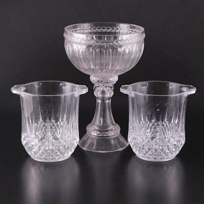 Cristal D'Arques-Durand "Longchamp" Crystal Ice Buckets with Glass Pedestal Bowl