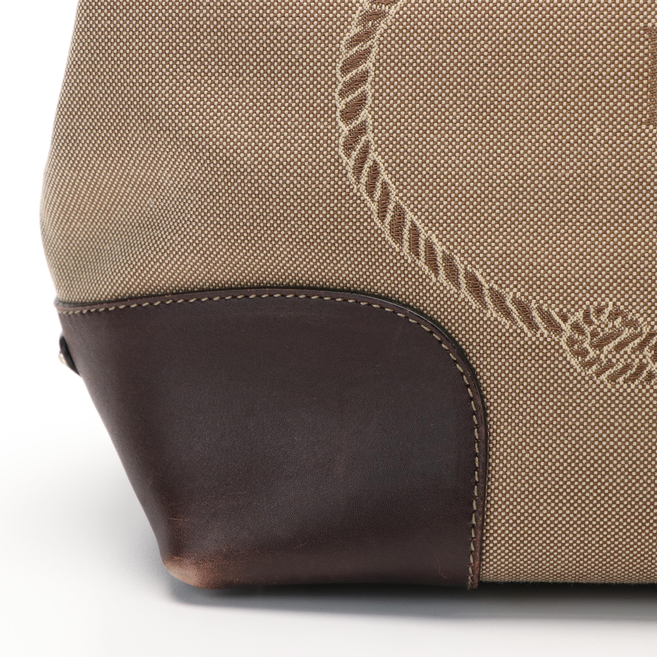 Prada Logo Corda Moro Canvas and Leather Tote Bag