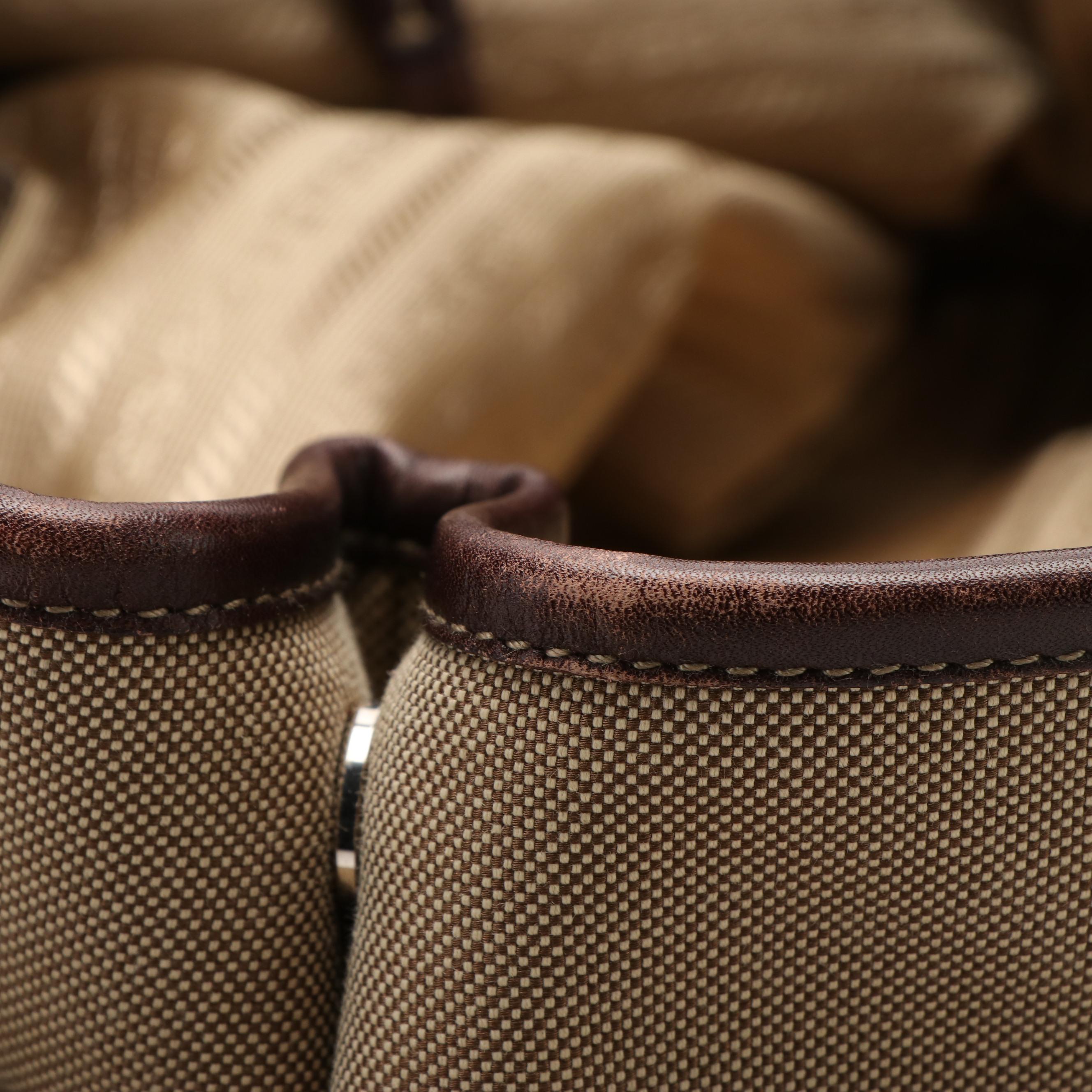 Prada Logo Corda Moro Canvas and Leather Tote Bag