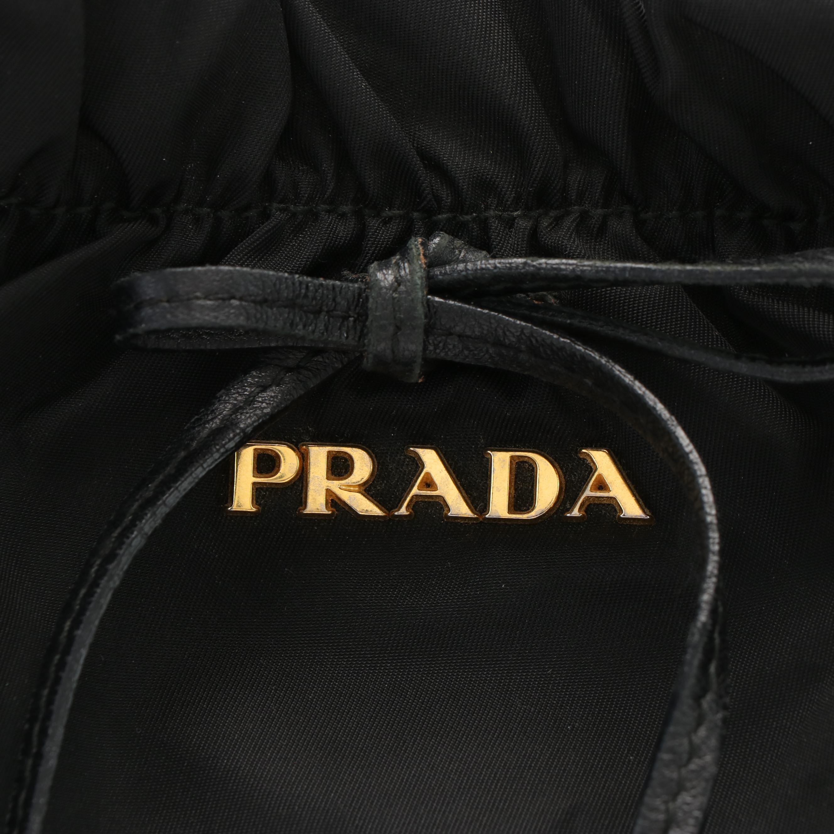 Prada Black Tessuto Nylon and Leather Bowler Tote Bag
