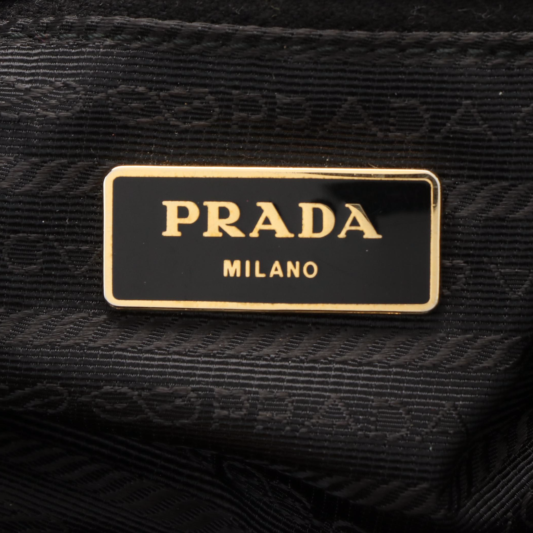 Prada Black Tessuto Nylon and Leather Bowler Tote Bag