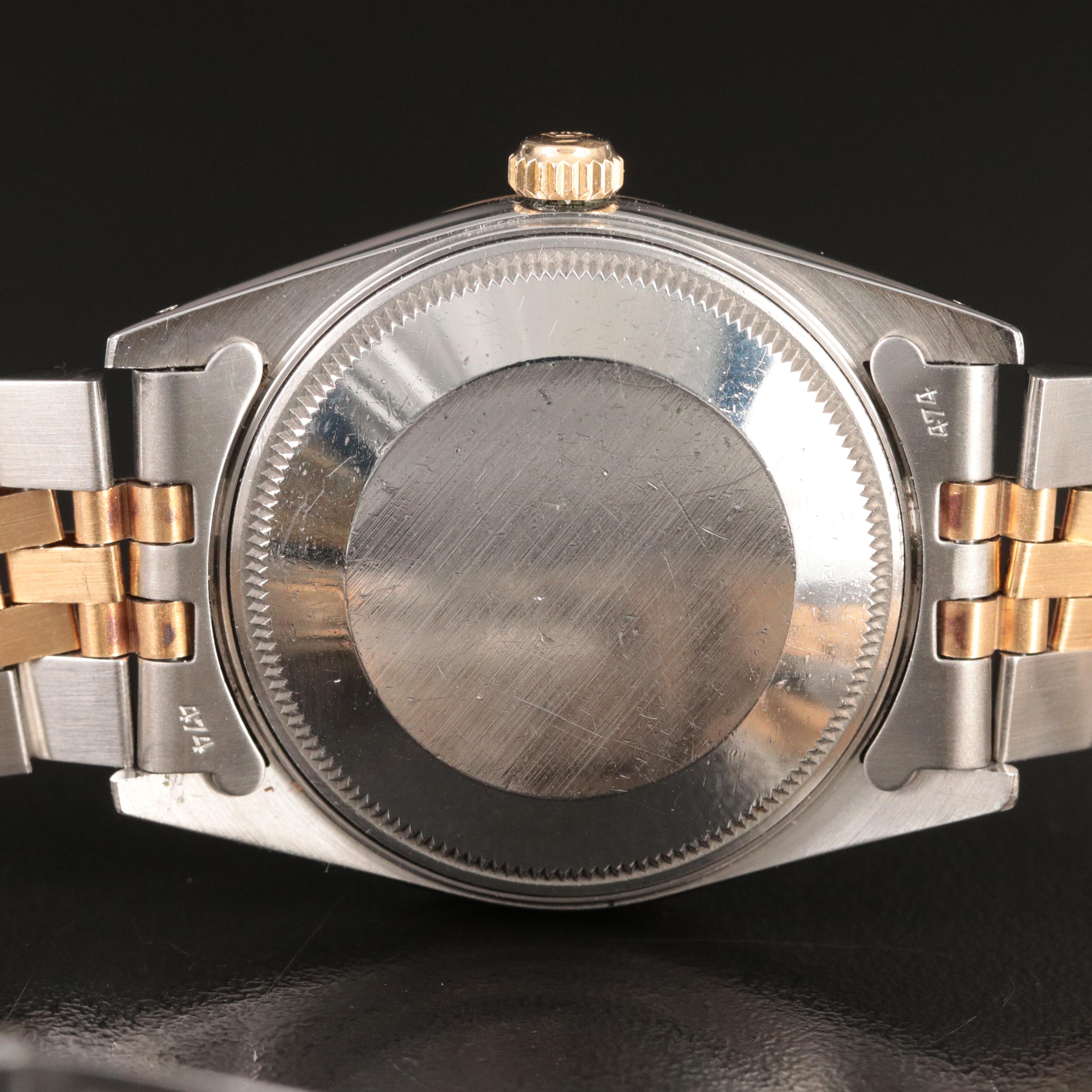 Rolex Date 18K Gold and Steel Champagne Index 34MM Automatic Watch