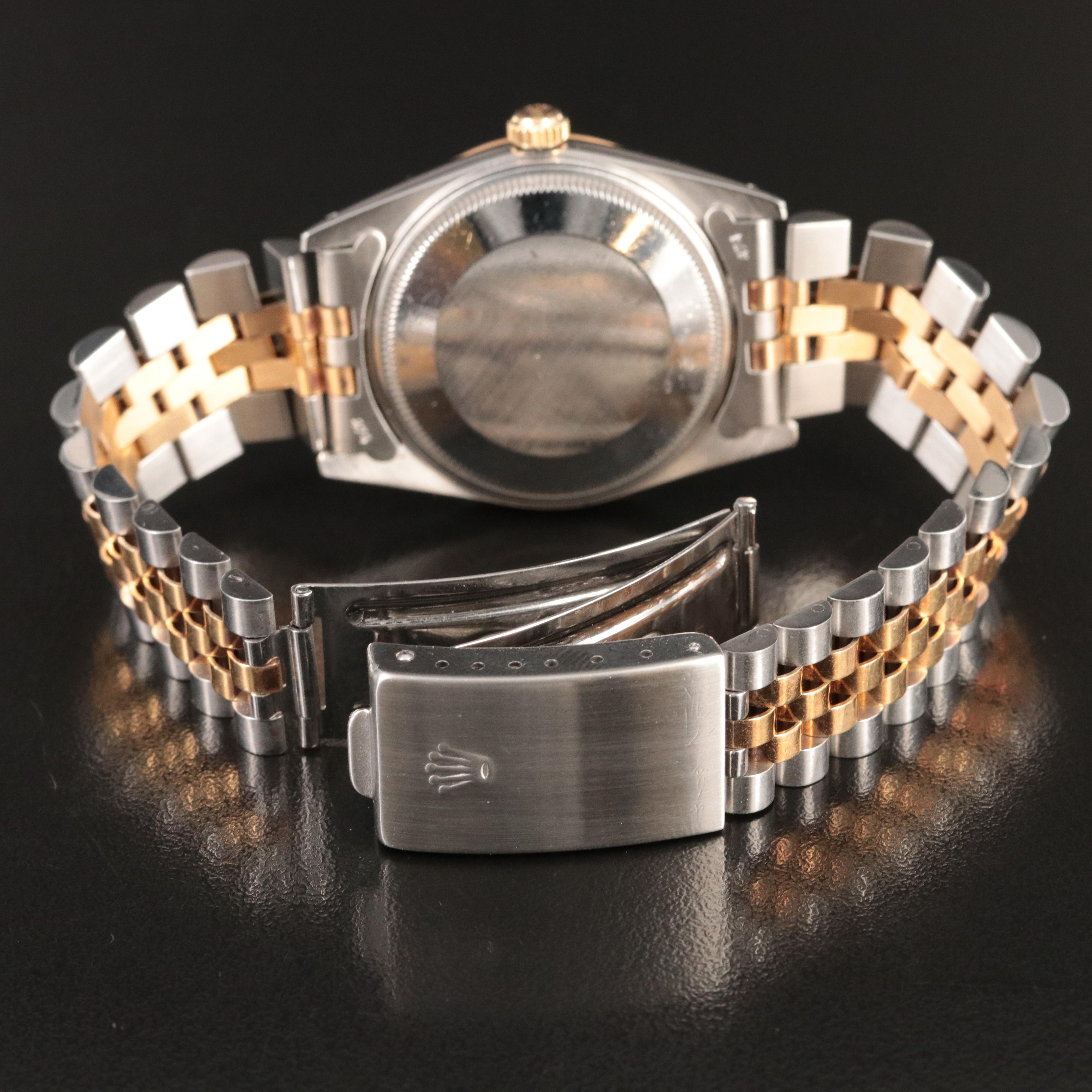 Rolex Date 18K Gold and Steel Champagne Index 34MM Automatic Watch