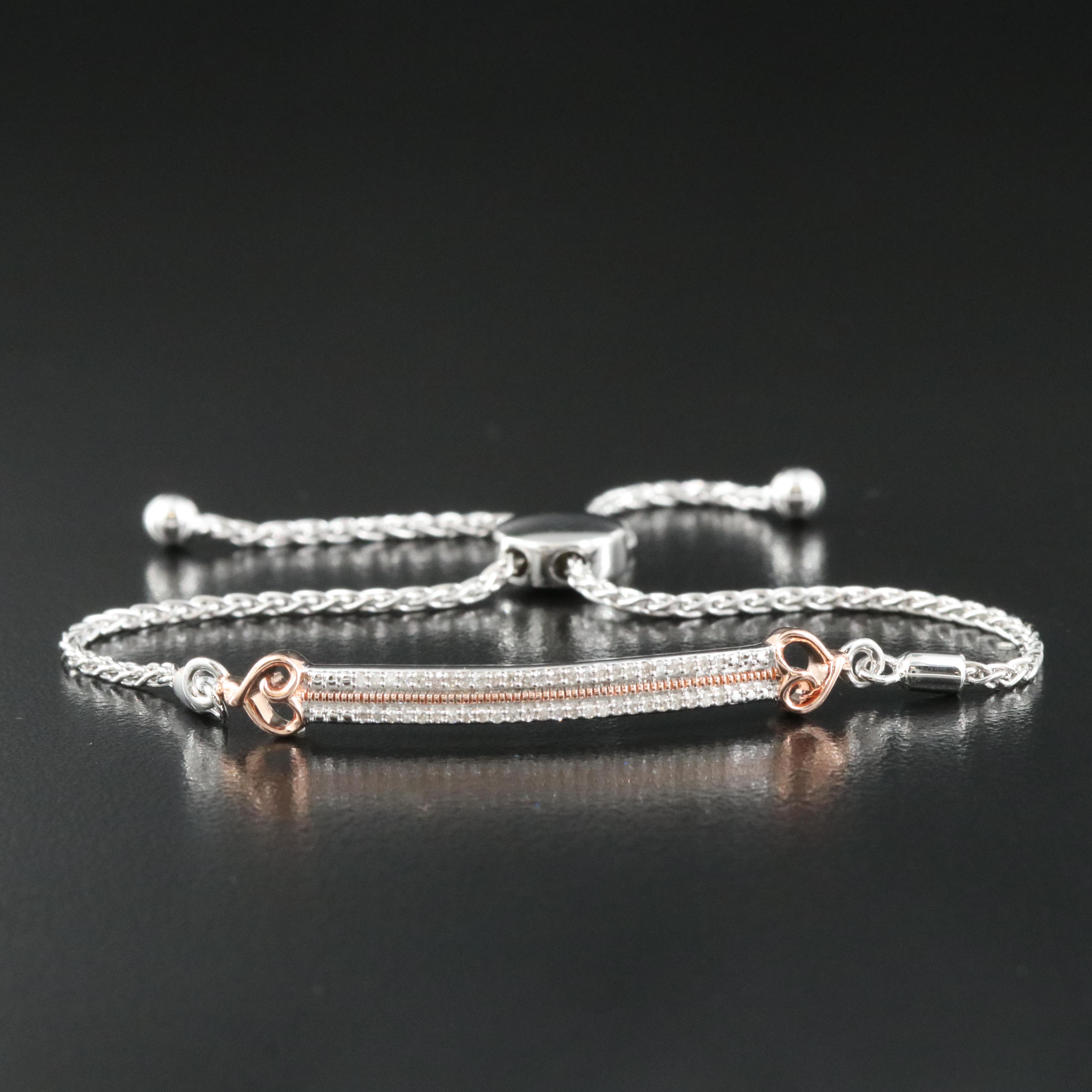 Sterling Diamond Bolo Bracelet