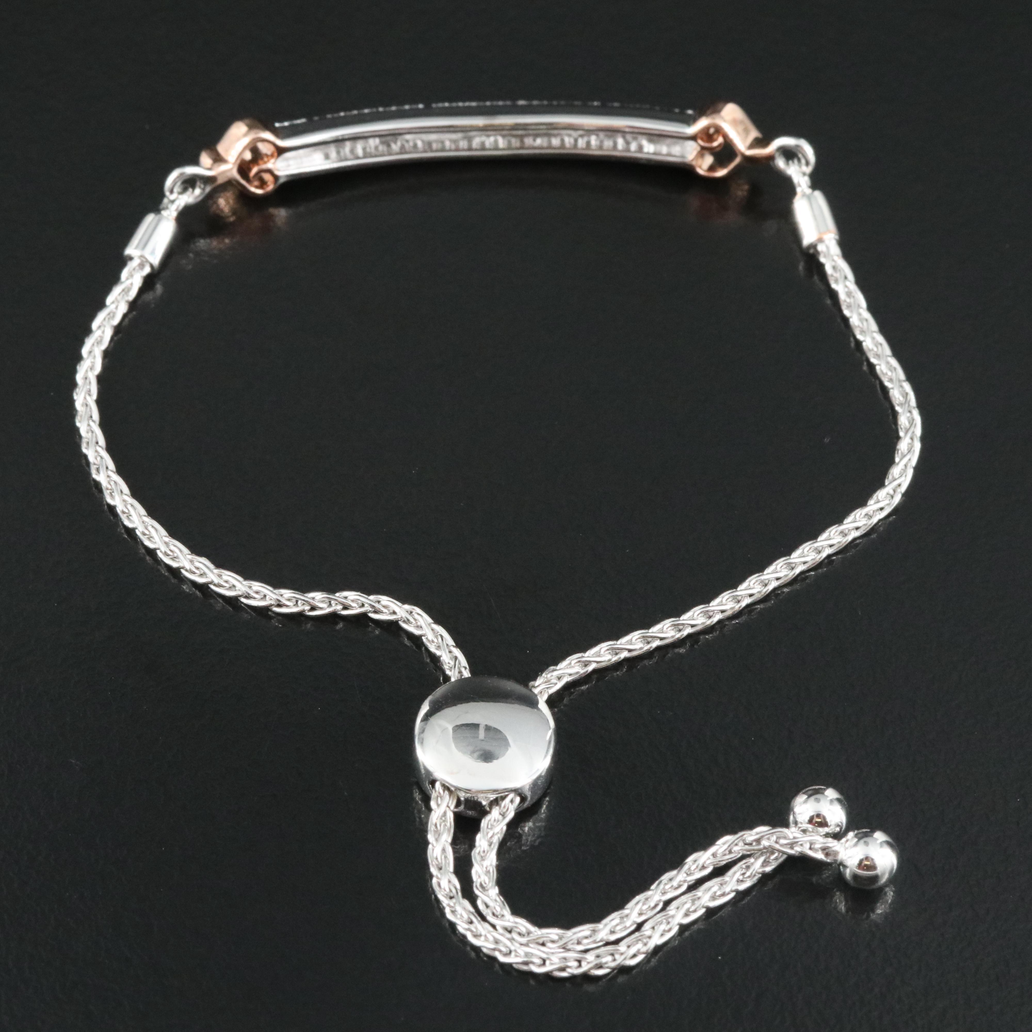 Sterling Diamond Bolo Bracelet