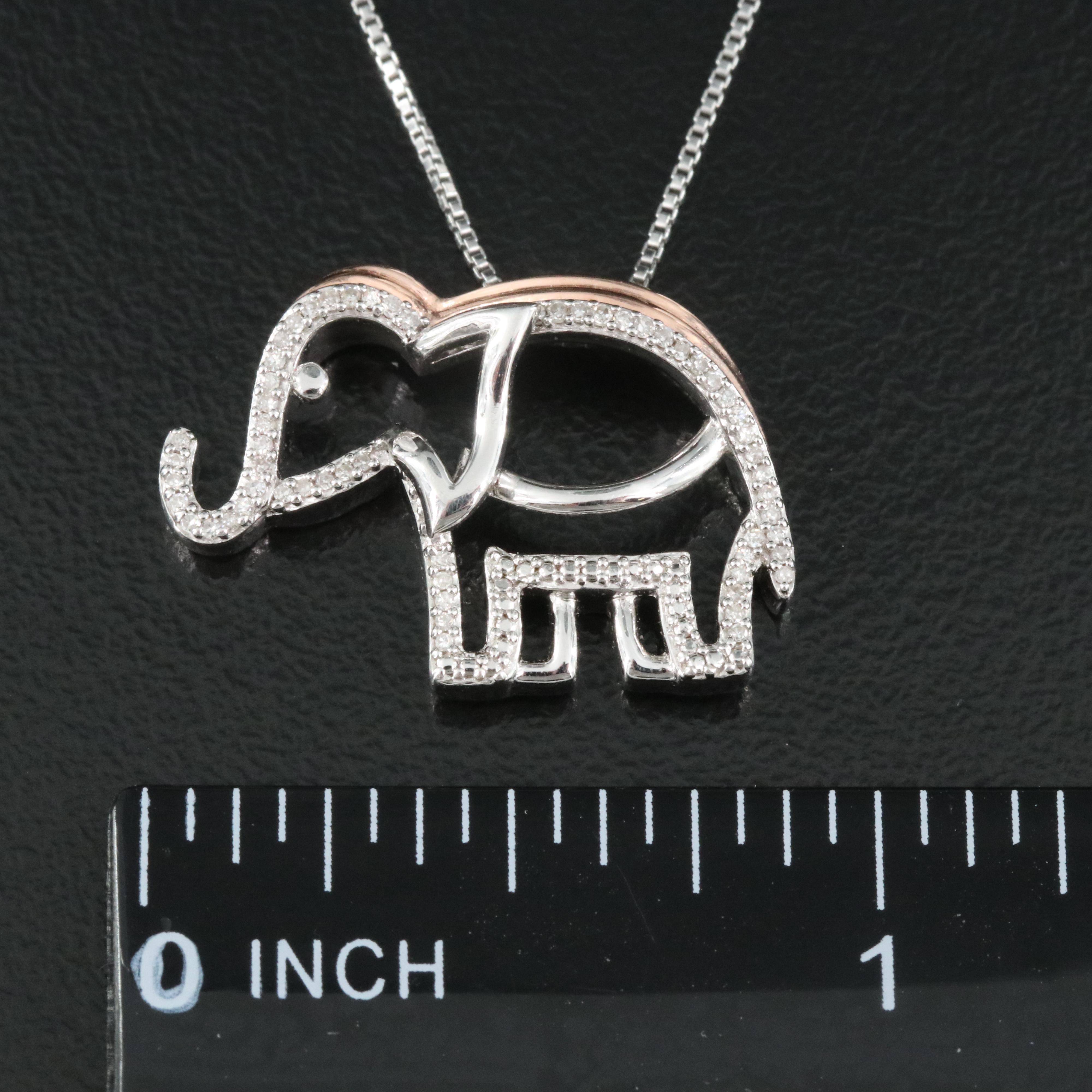 Sterling Diamond Elephant Pendant Necklace