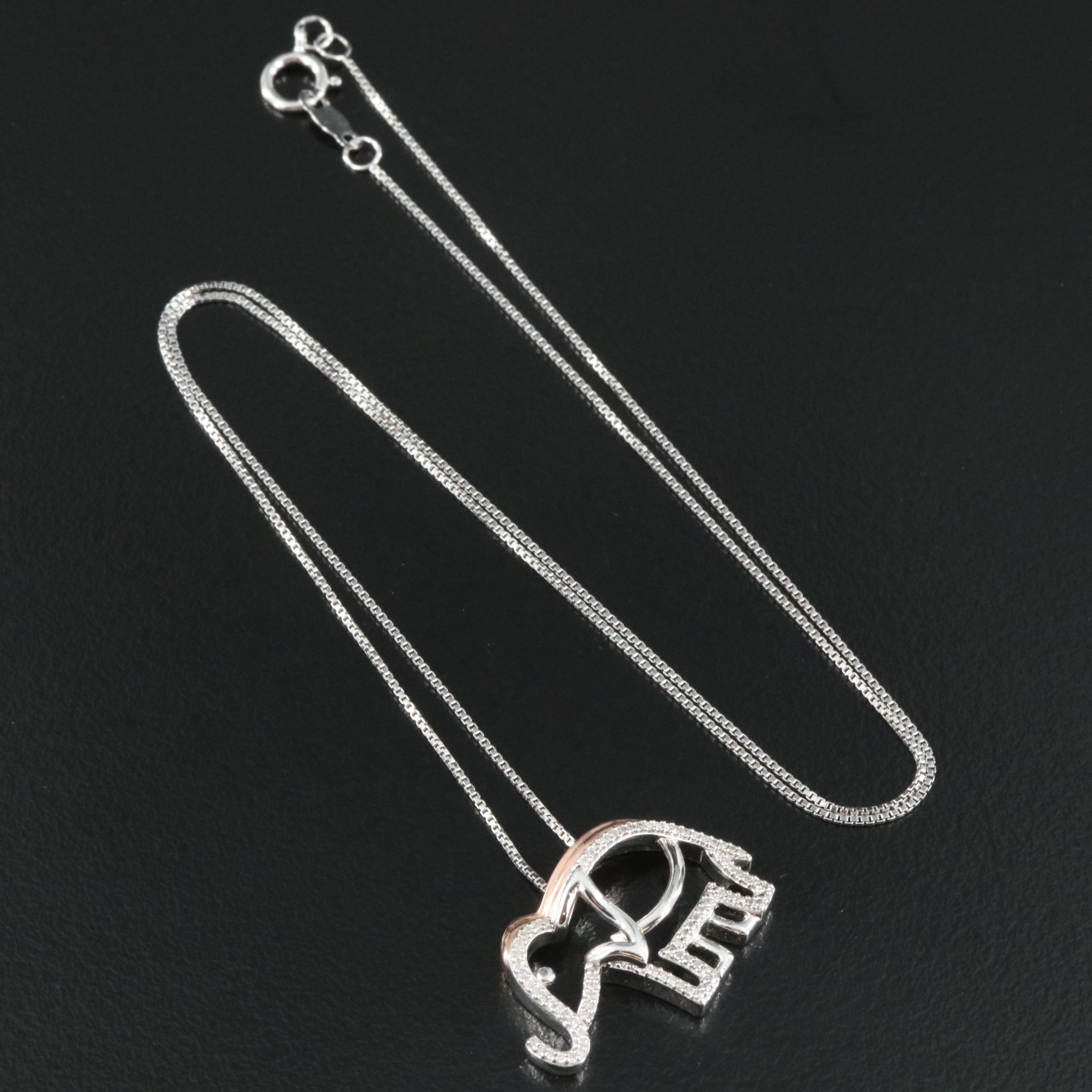 Sterling Diamond Elephant Pendant Necklace