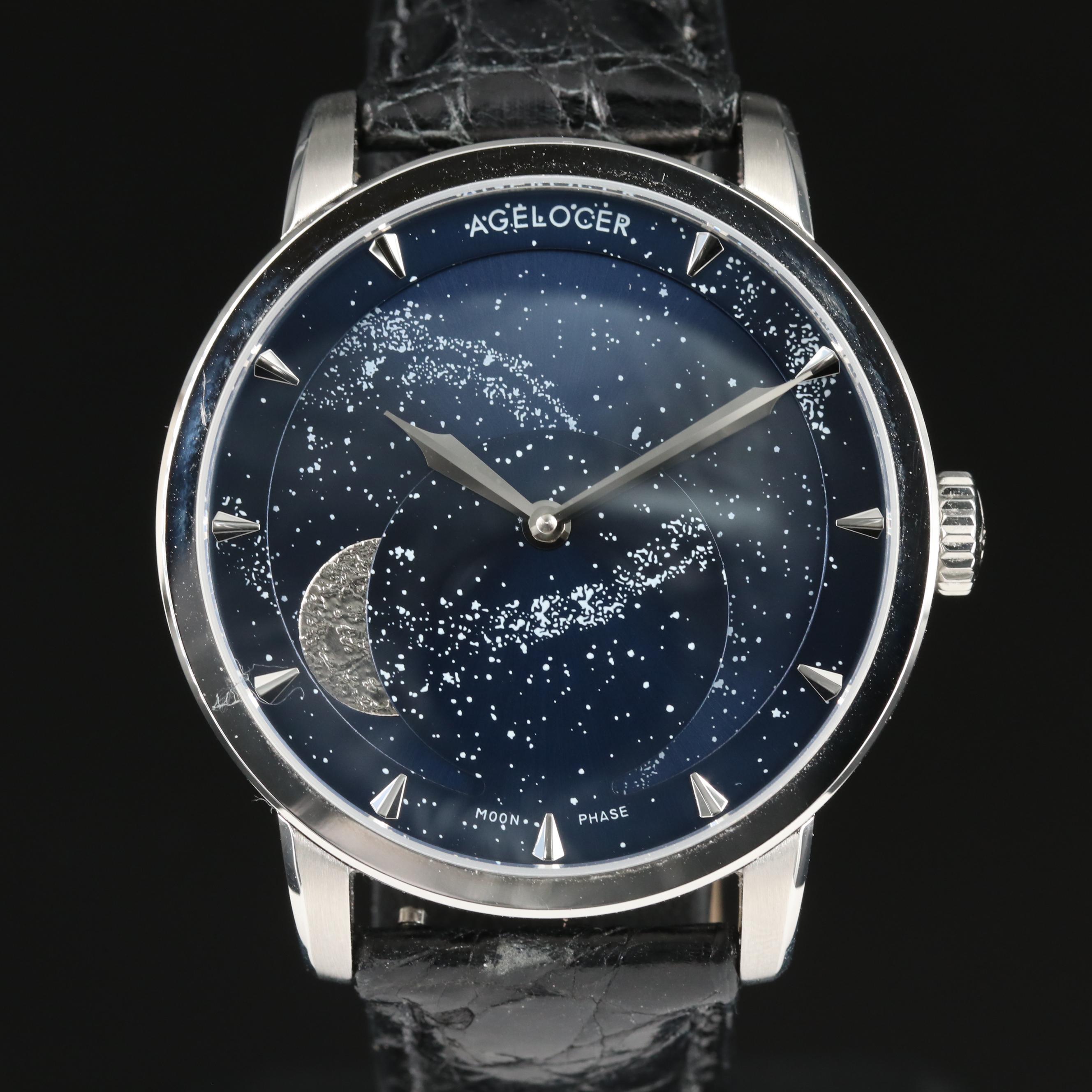 Agelocer Stainless Steel Moon Phase Automatic Watch