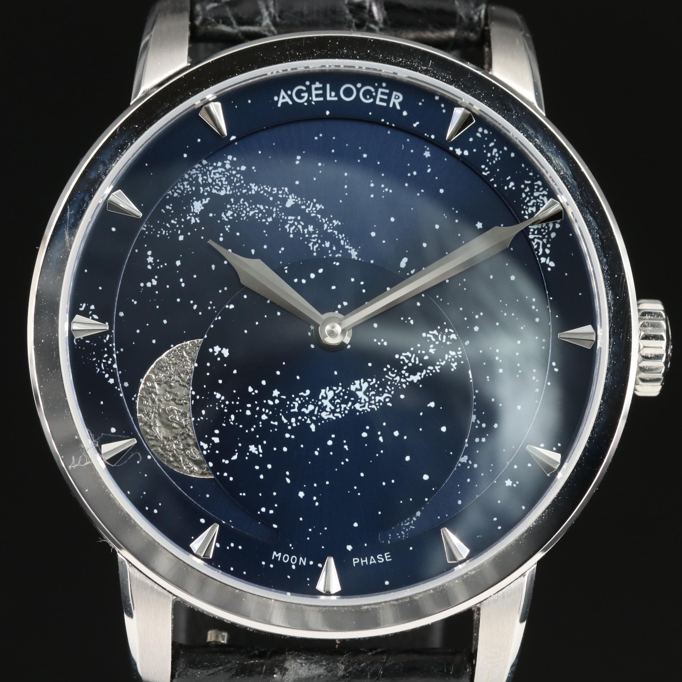 Agelocer Stainless Steel Moon Phase Automatic Watch