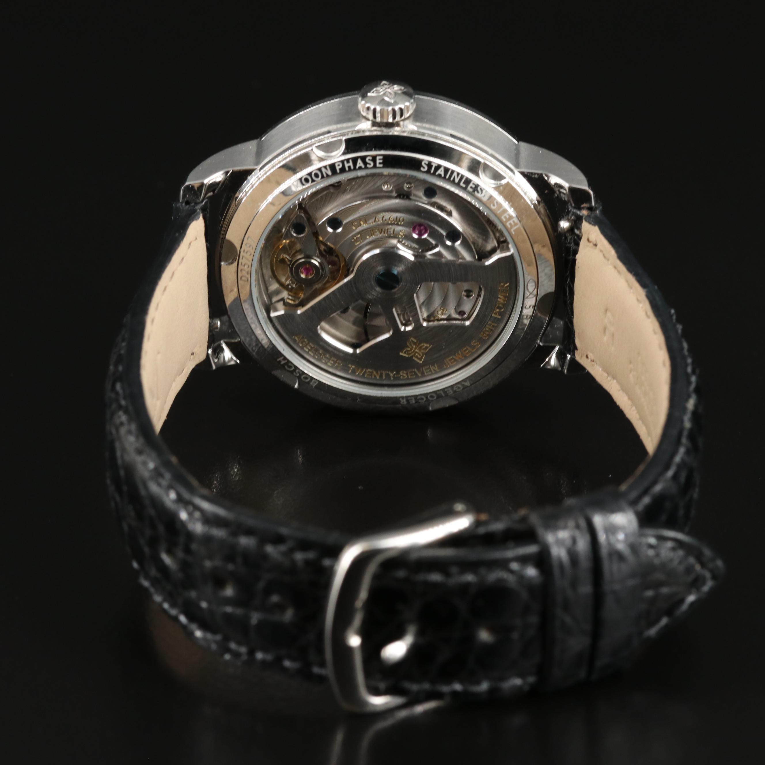 Agelocer Stainless Steel Moon Phase Automatic Watch