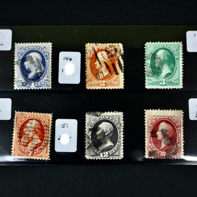 Six 1870-1871 U.S. Postage Stamps