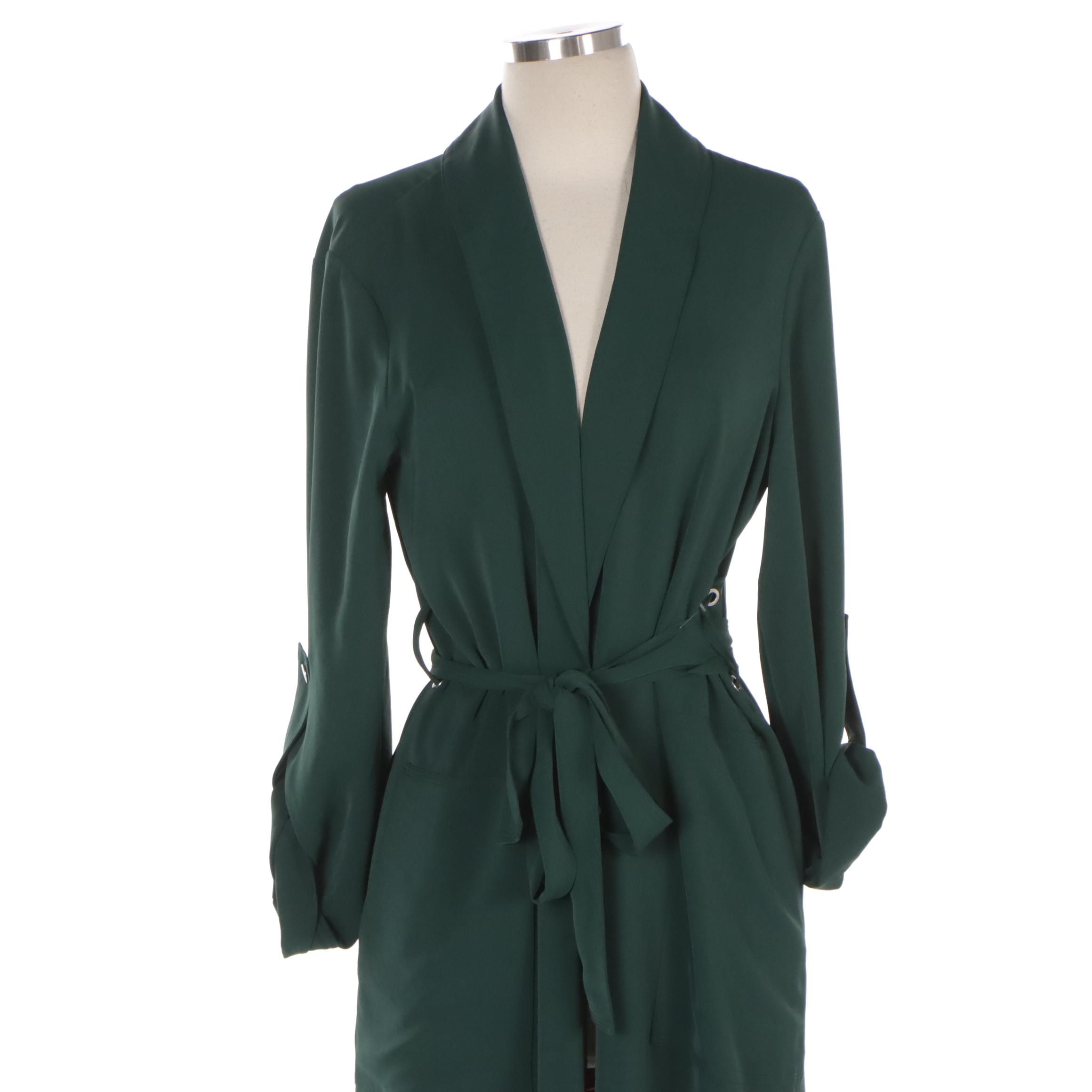 Misslook Kelly Green Printed Polyester Shirt Dress and I.N.C Emerald Wrap Dress