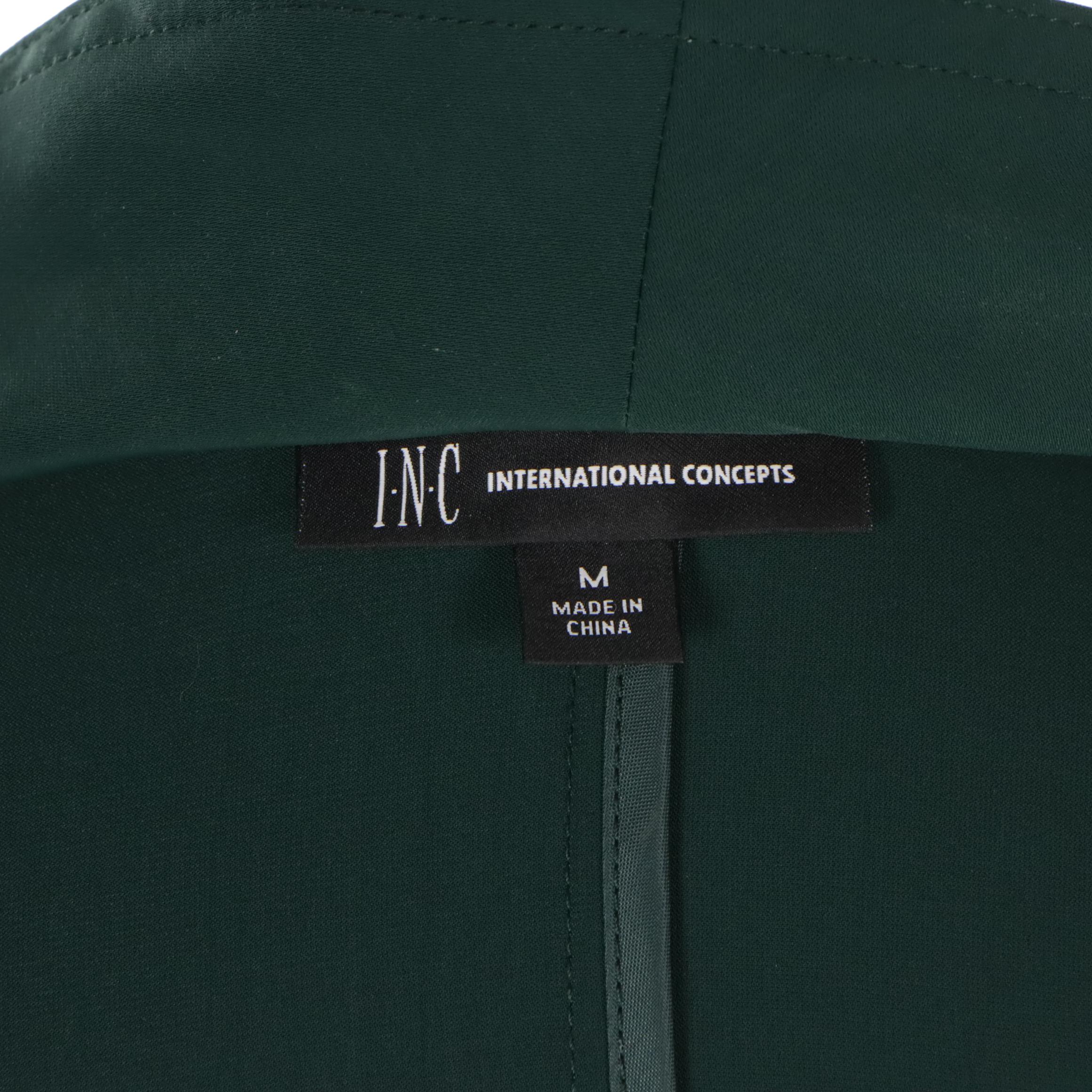 Misslook Kelly Green Printed Polyester Shirt Dress and I.N.C Emerald Wrap Dress