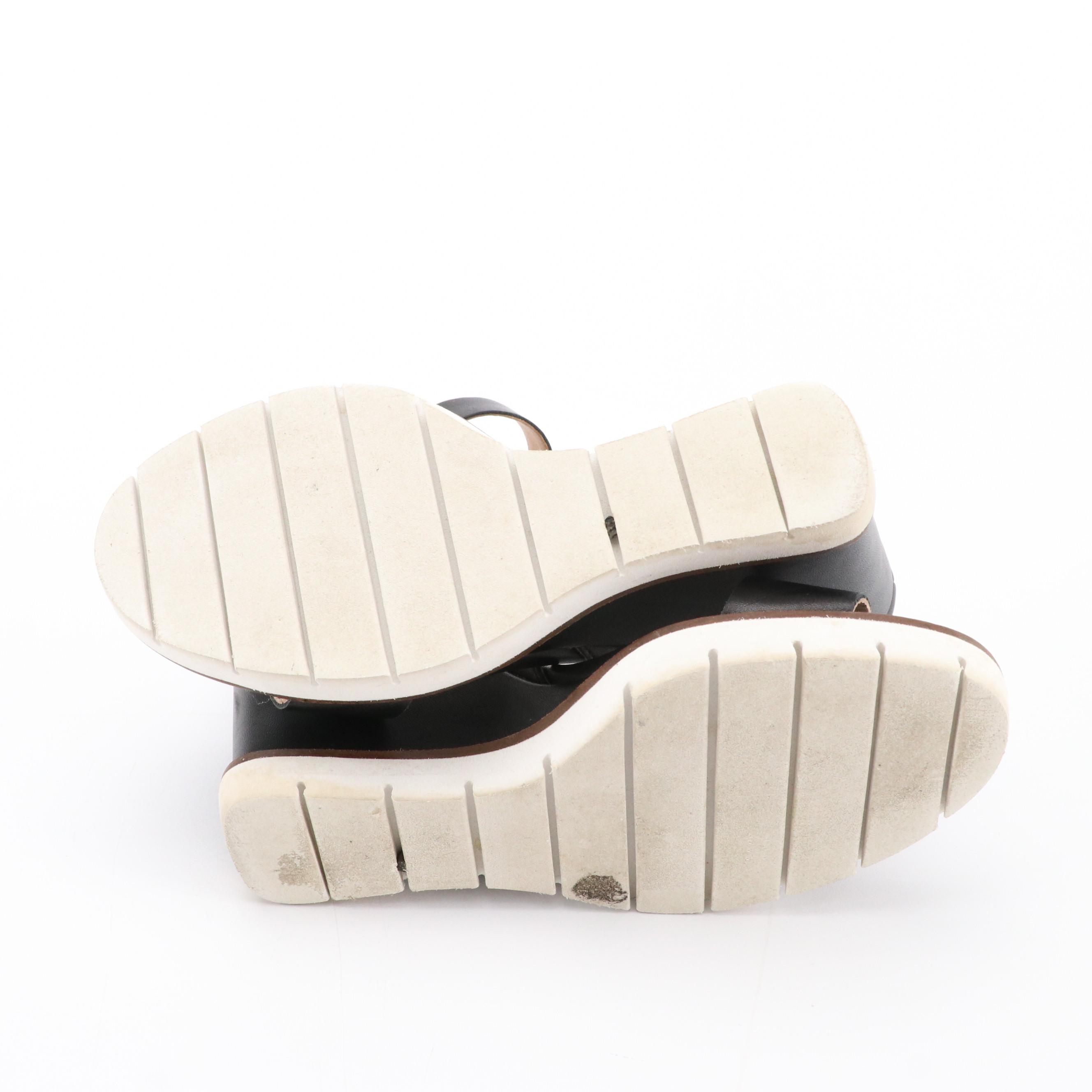 Linea Paolo Wedge Heels in Black Leather