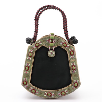 Mary Frances Asian Inspired Dragon Motif Beaded Top Handle Bag