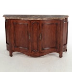 French Provincial Style Marble Top Hardwood Cabinet