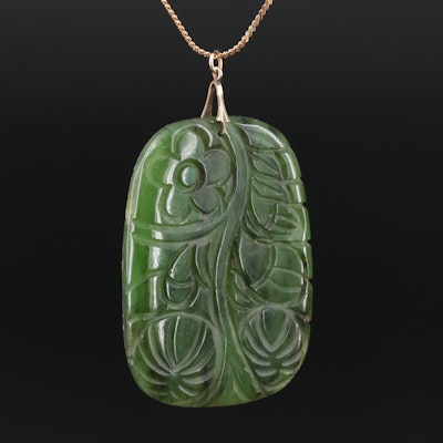 Carved Nephrite Pendant Necklace